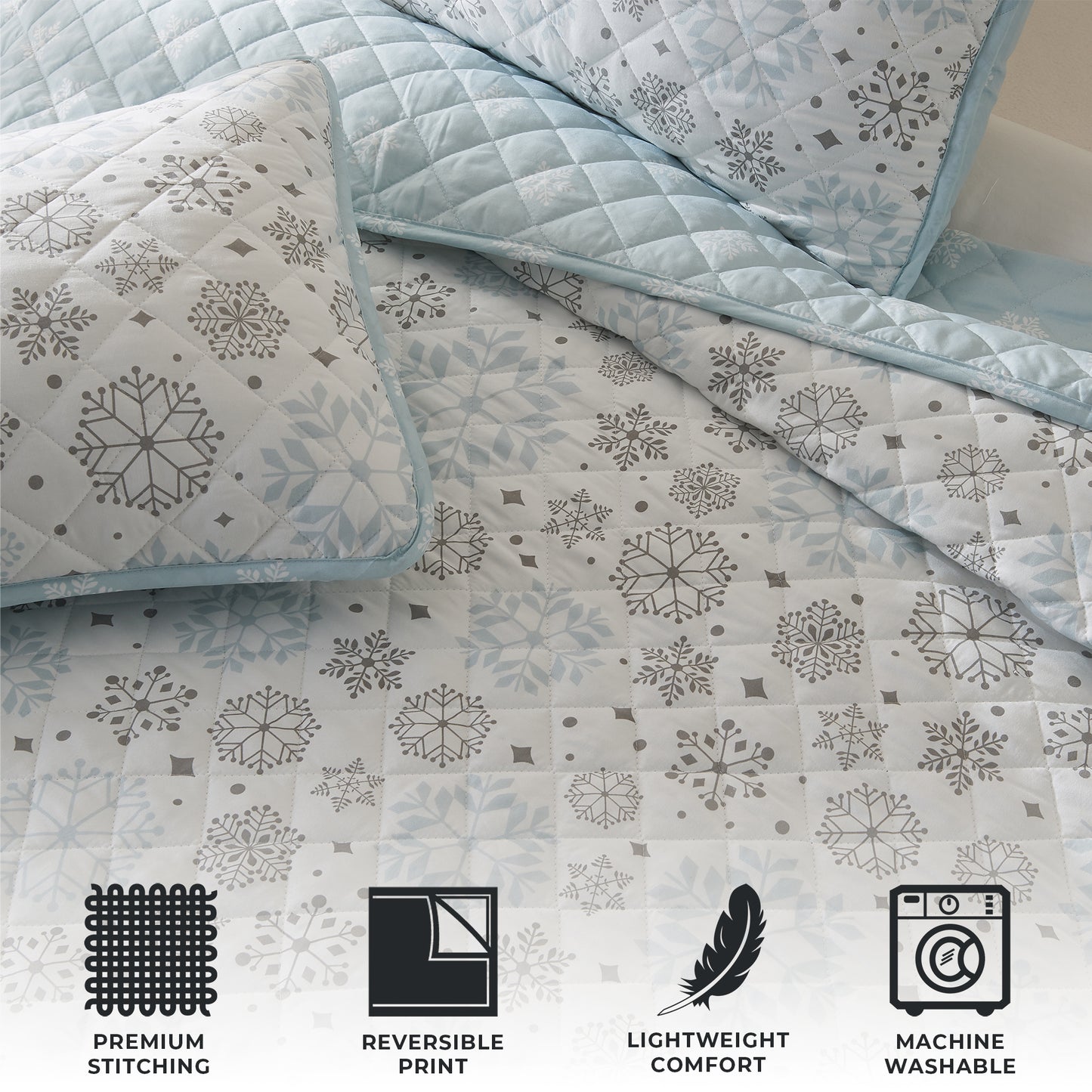 3 Piece Snowflake Quilt - Nova Collection