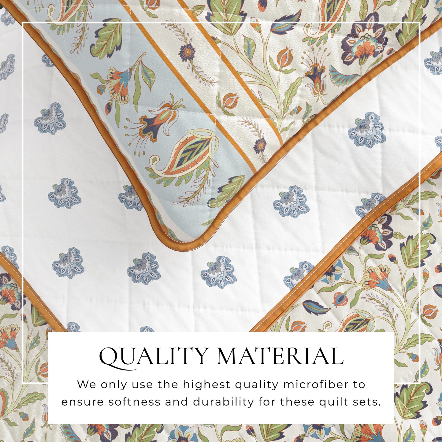 Floral Boho Printed Cotton Quilt Set - Indira Collection