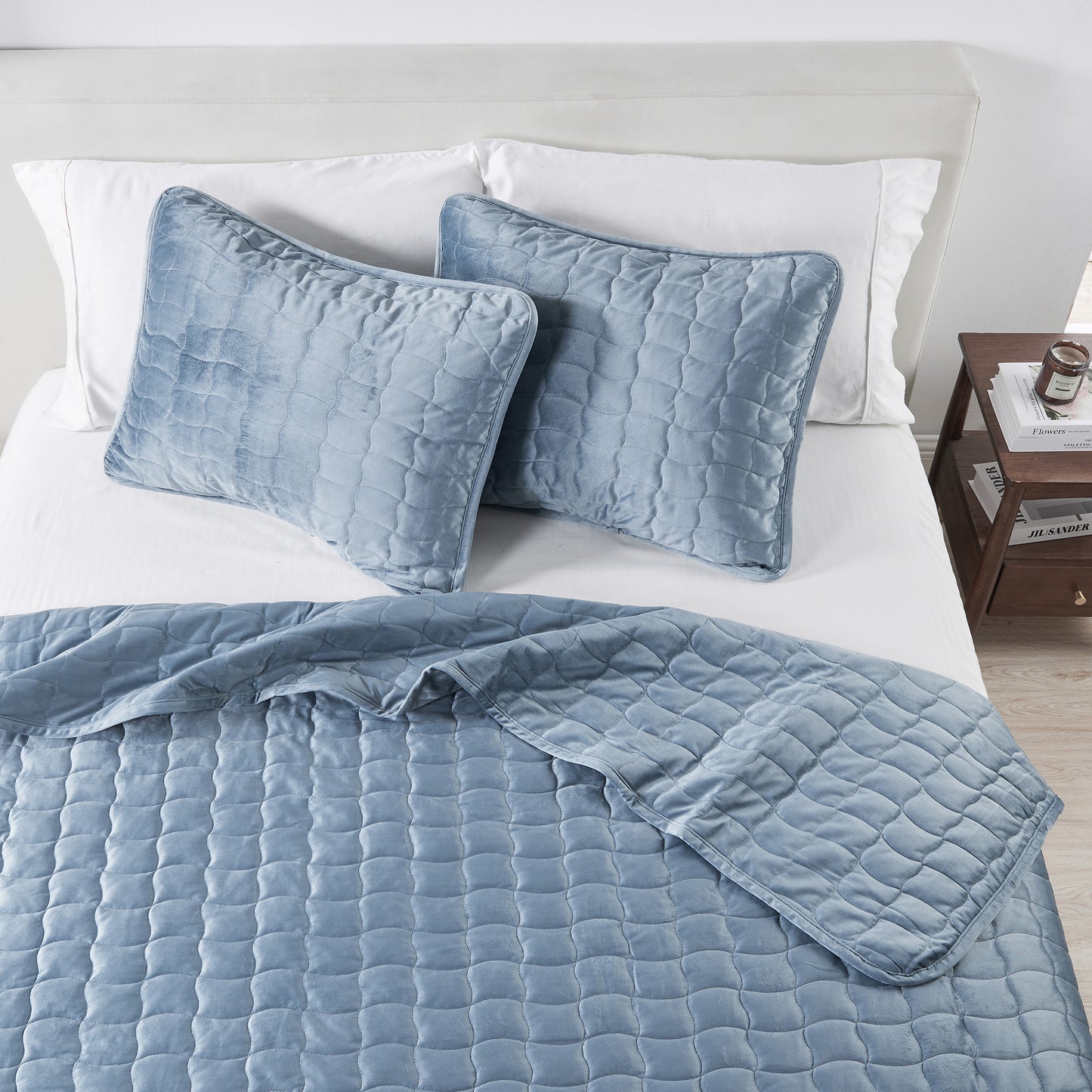 Velvet Box-Stitched Quilt Set - Vivica Collection