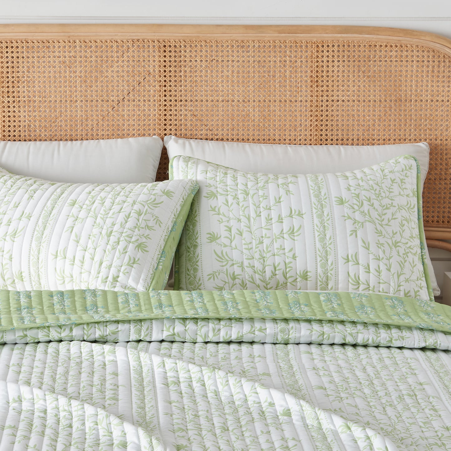 Green Floral Quilt Set - Flora Collection