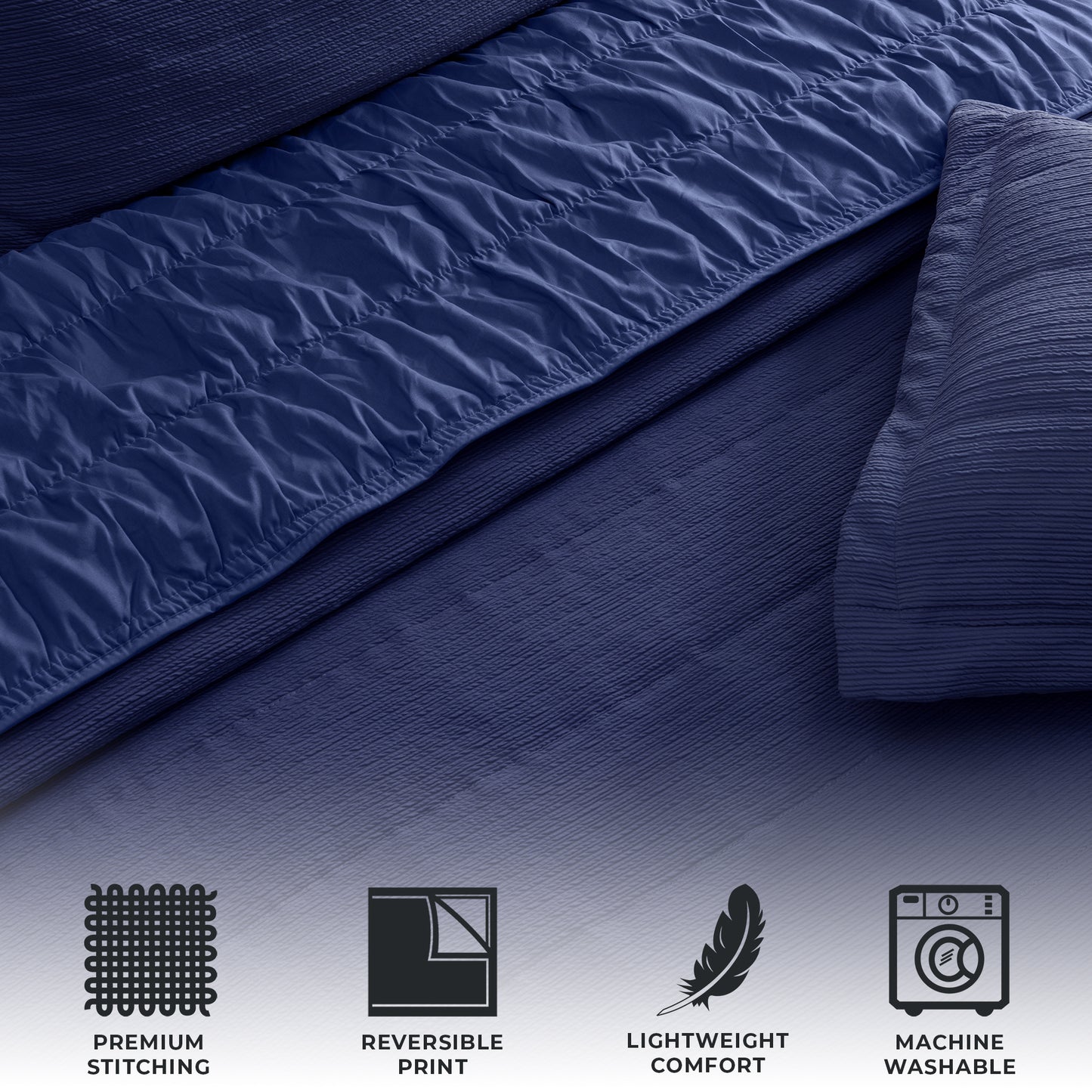 3 Piece Textured Striped Quilt Set - Ellie Collection