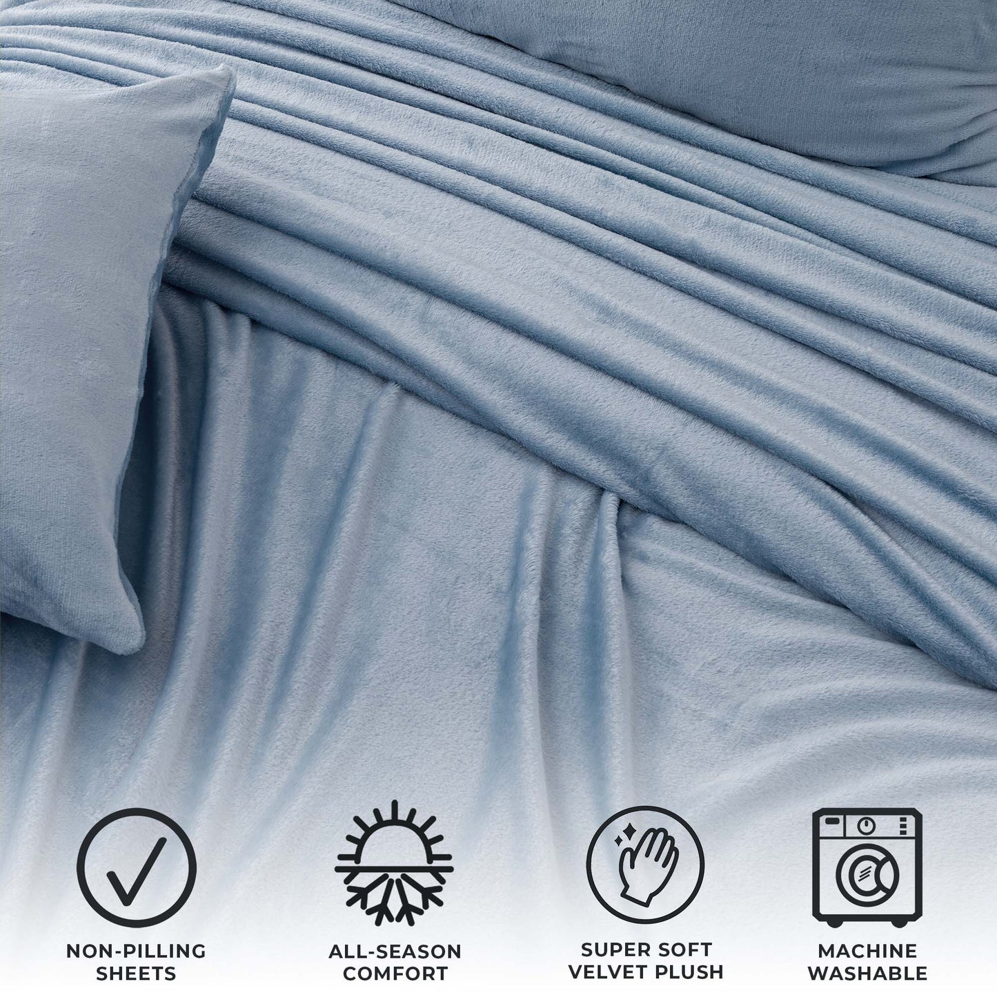 4-Piece Solid Plush Sheet - Velvet Luxe Collection