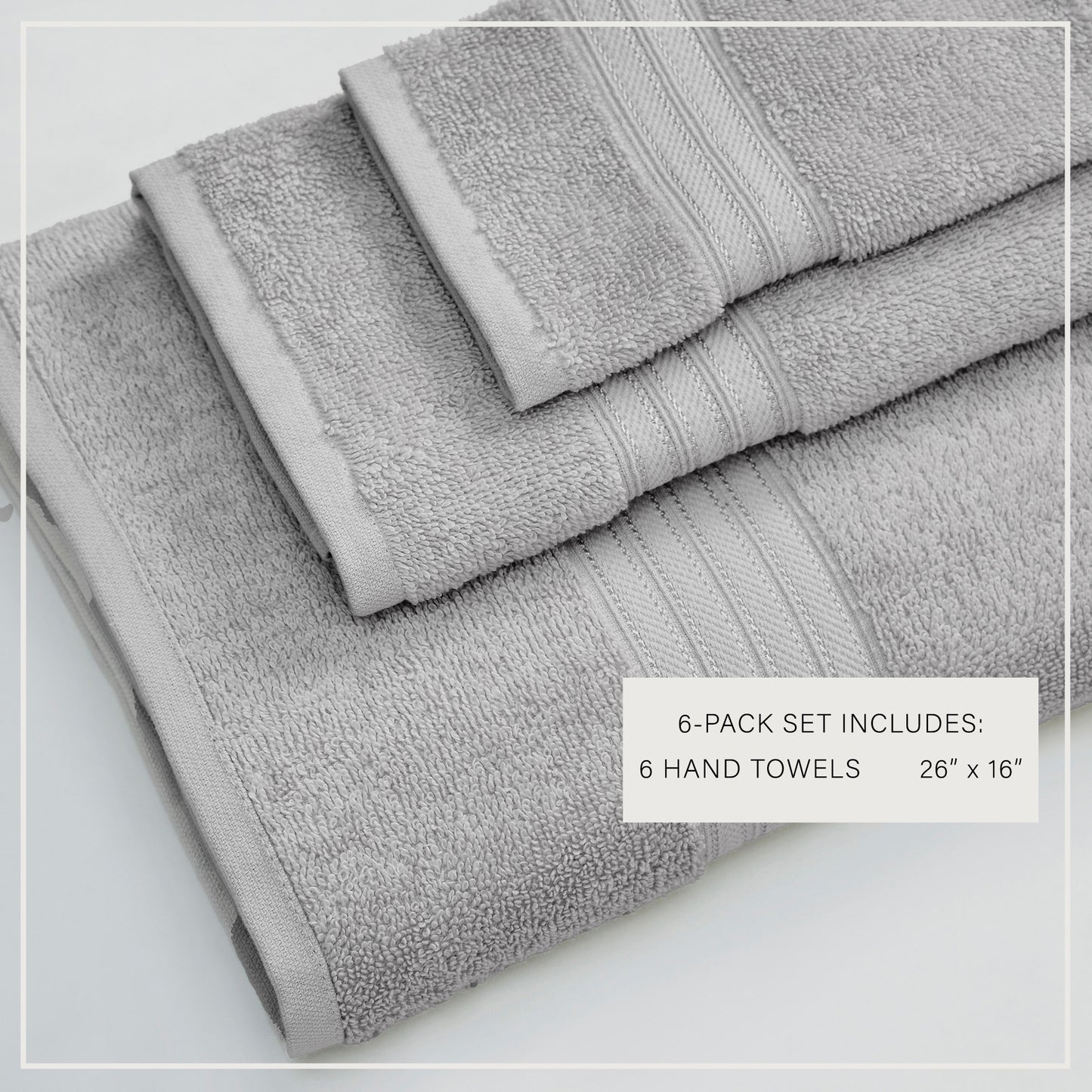 6 Pack Cotton Hand Towels - Cooper Collection