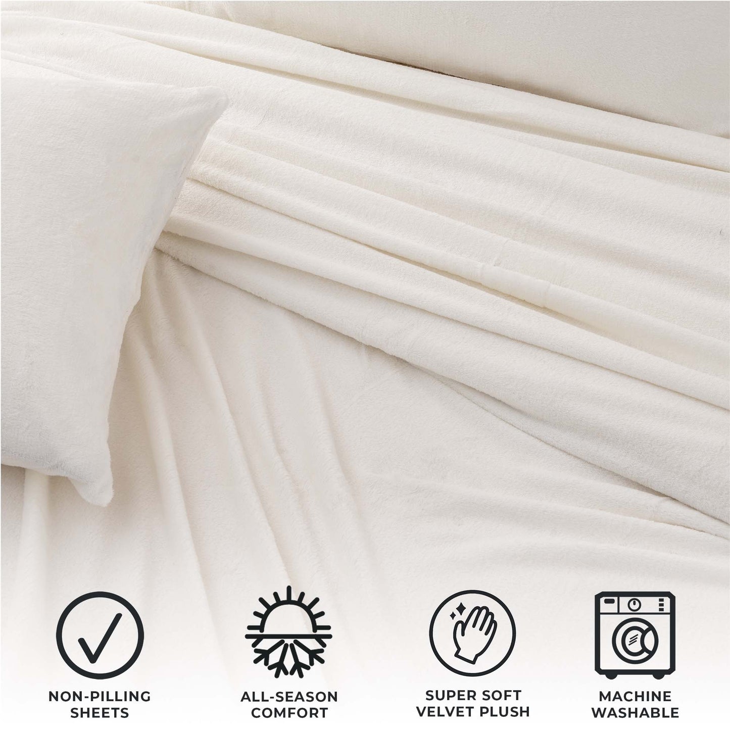 4-Piece Solid Plush Sheet - Velvet Luxe Collection