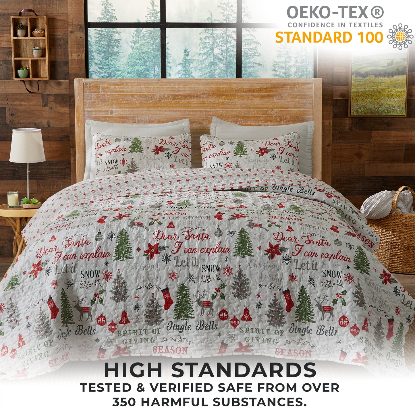 Holiday 3 Piece Quilt Set - Carol Collection