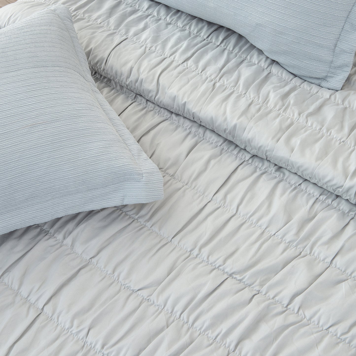 3 Piece Textured Striped Quilt Set - Ellie Collection