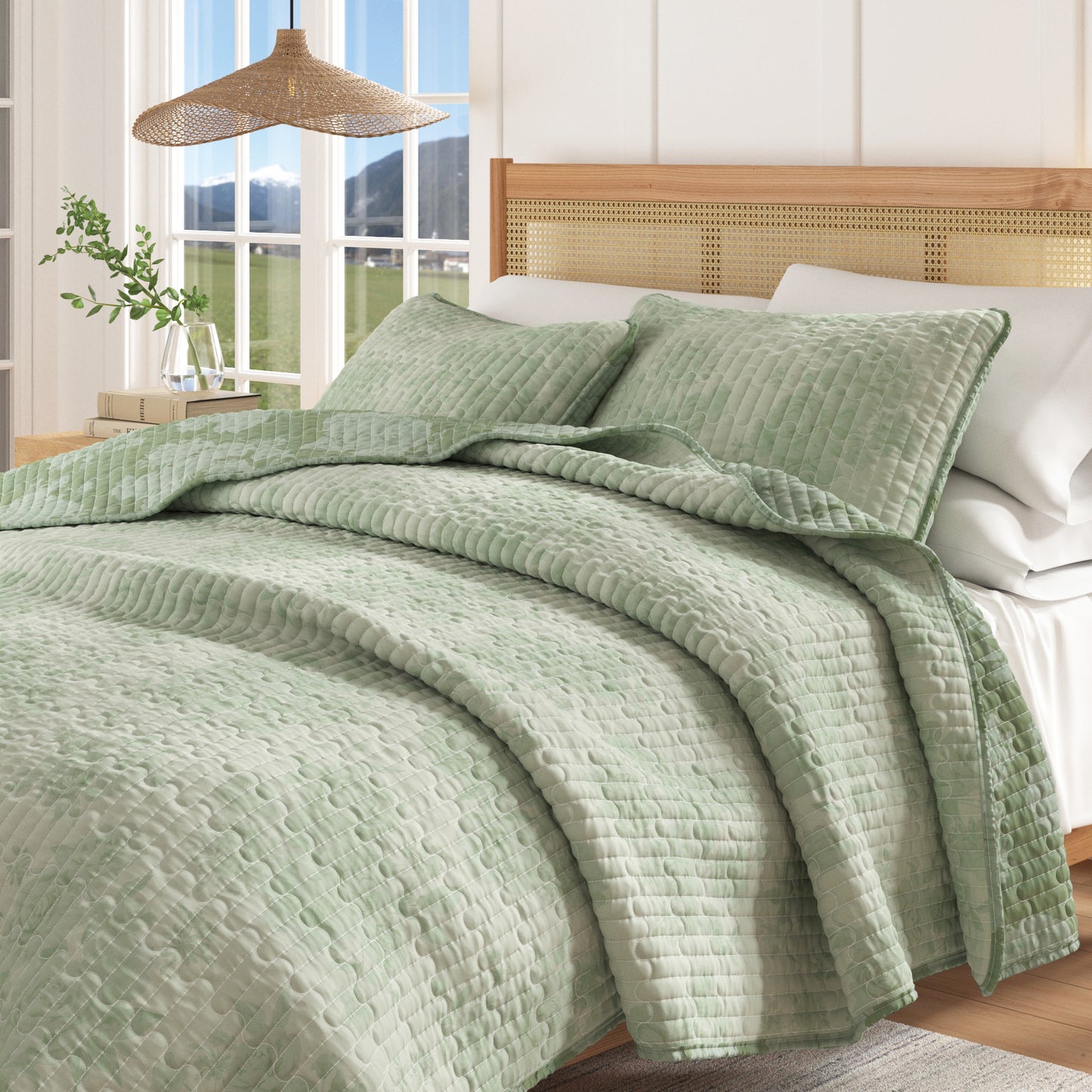 Floral Printed Cotton Quilt Set - Corin Collection