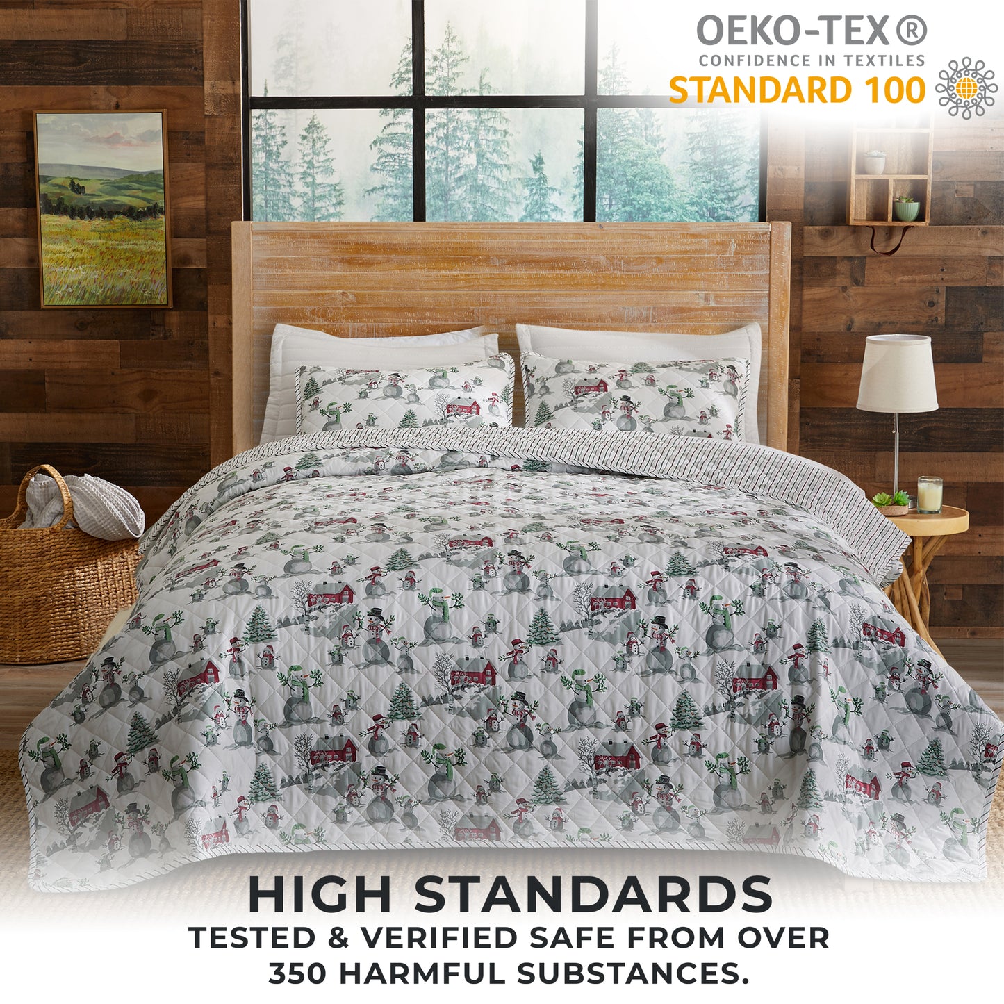 3 Piece Holiday Printed Quilt - Alfie Collection