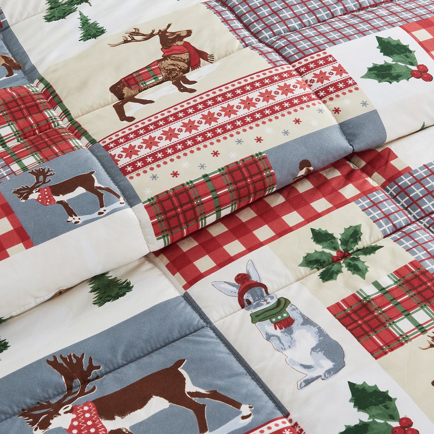 Reversible Christmas Comforter and Sham Set - Holiday / Lodge Odette Collection