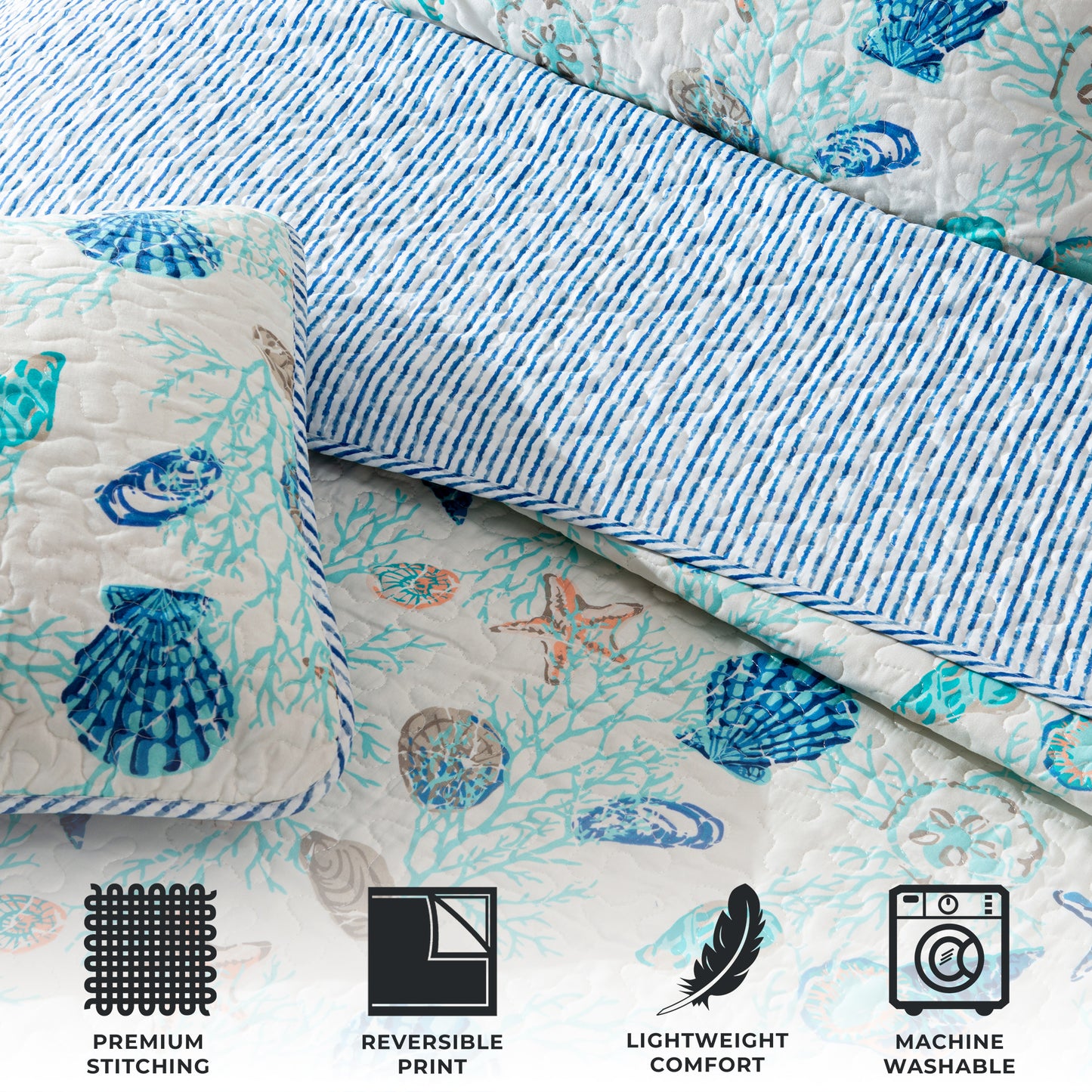 3-Piece Coastal Quilt Set Bali Collection