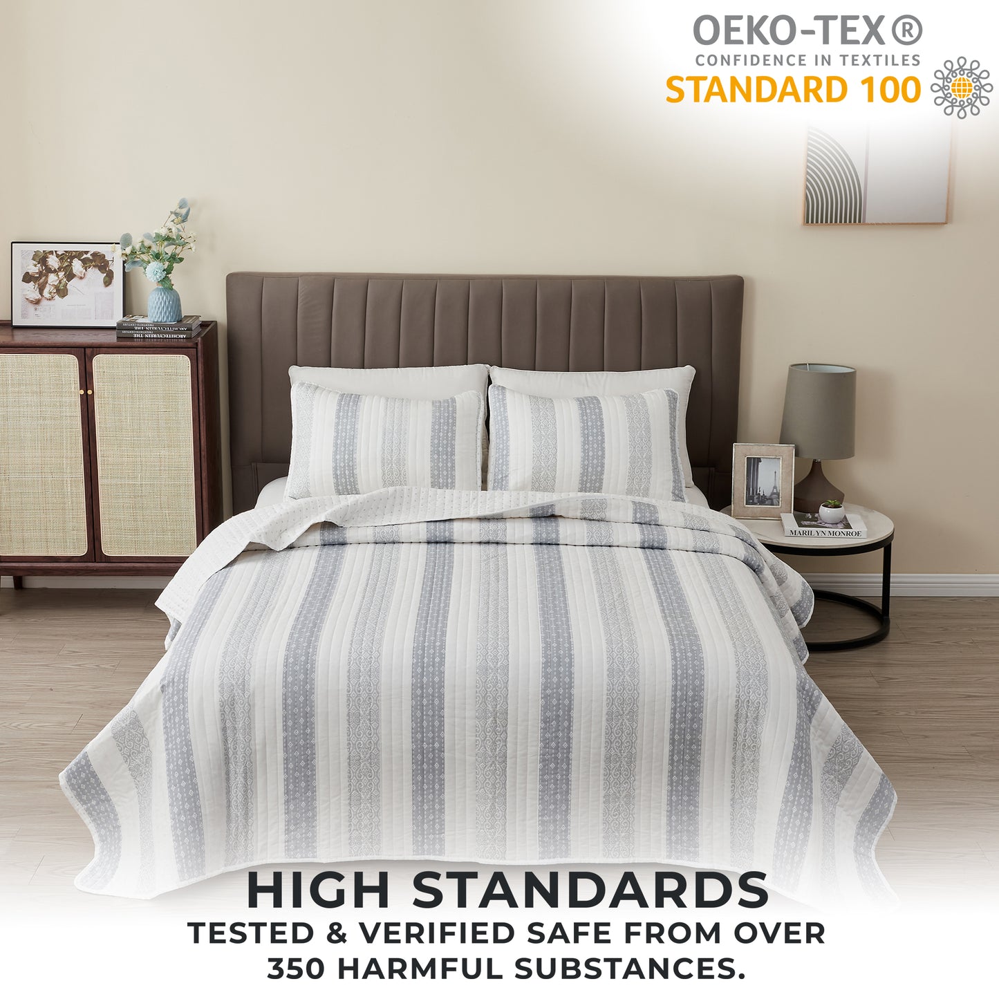 3-Piece Stripe Quilt - Adele Collection