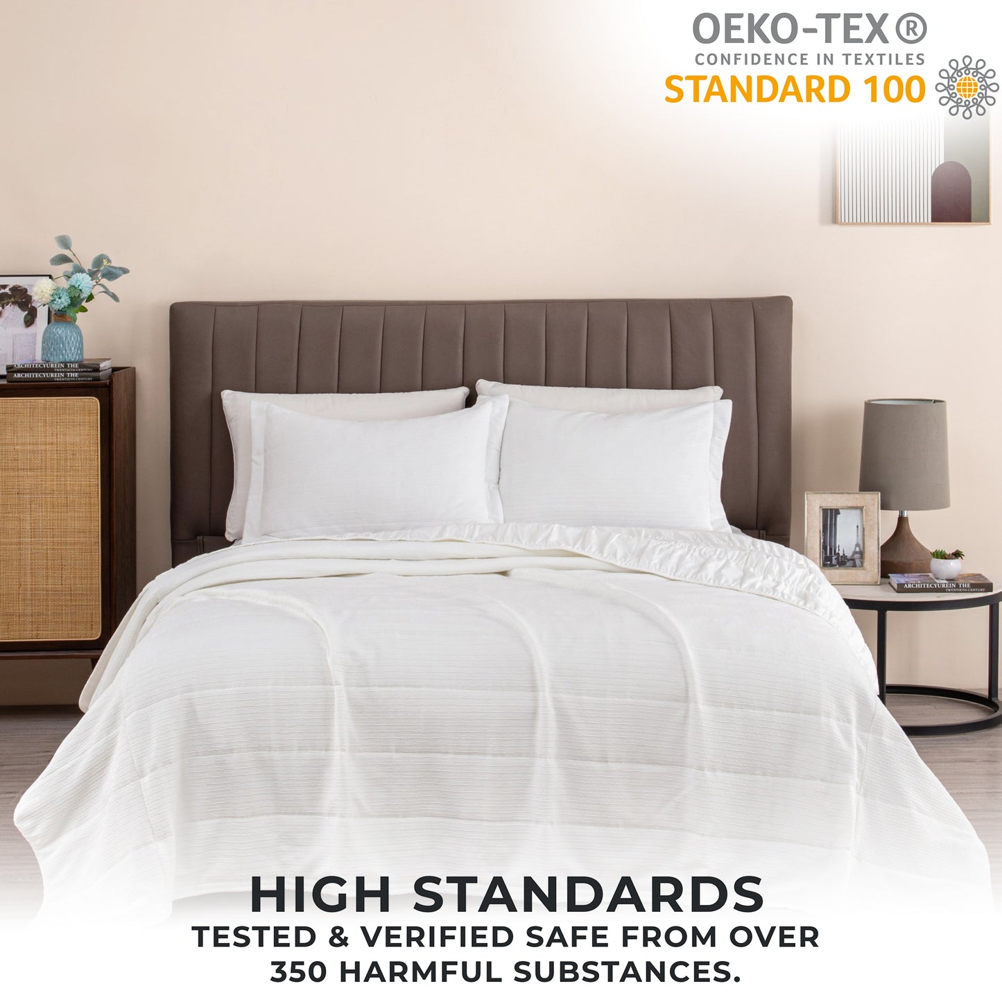 3 Piece Textured Striped Quilt Set - Ellie Collection