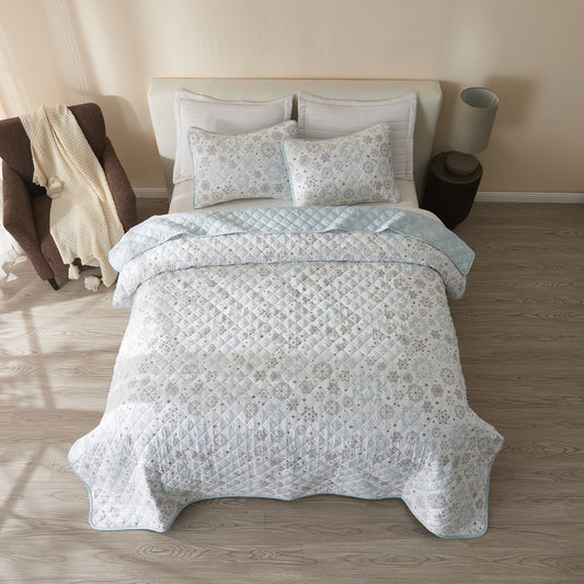 3 Piece Snowflake Quilt - Nova Collection