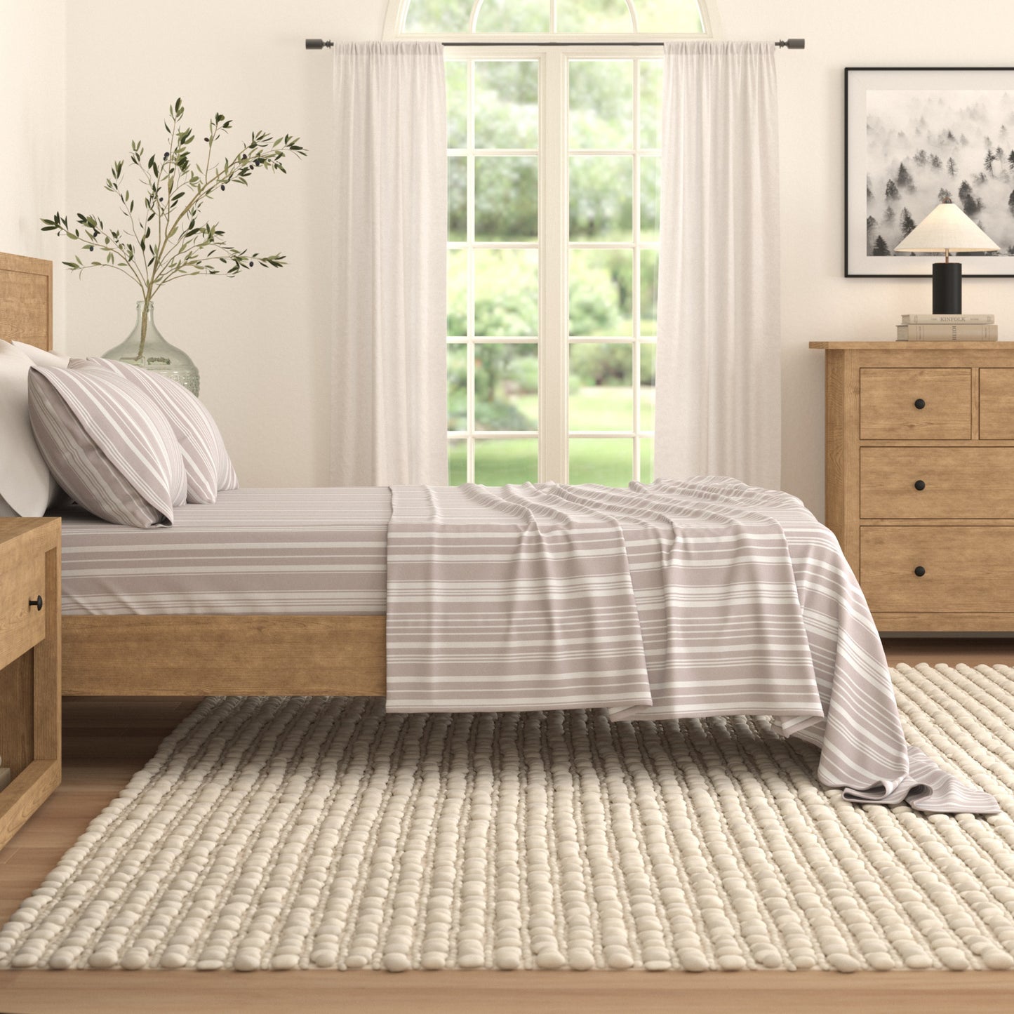 4-Piece Striped Microfiber Sheet Set - Elouise Collection