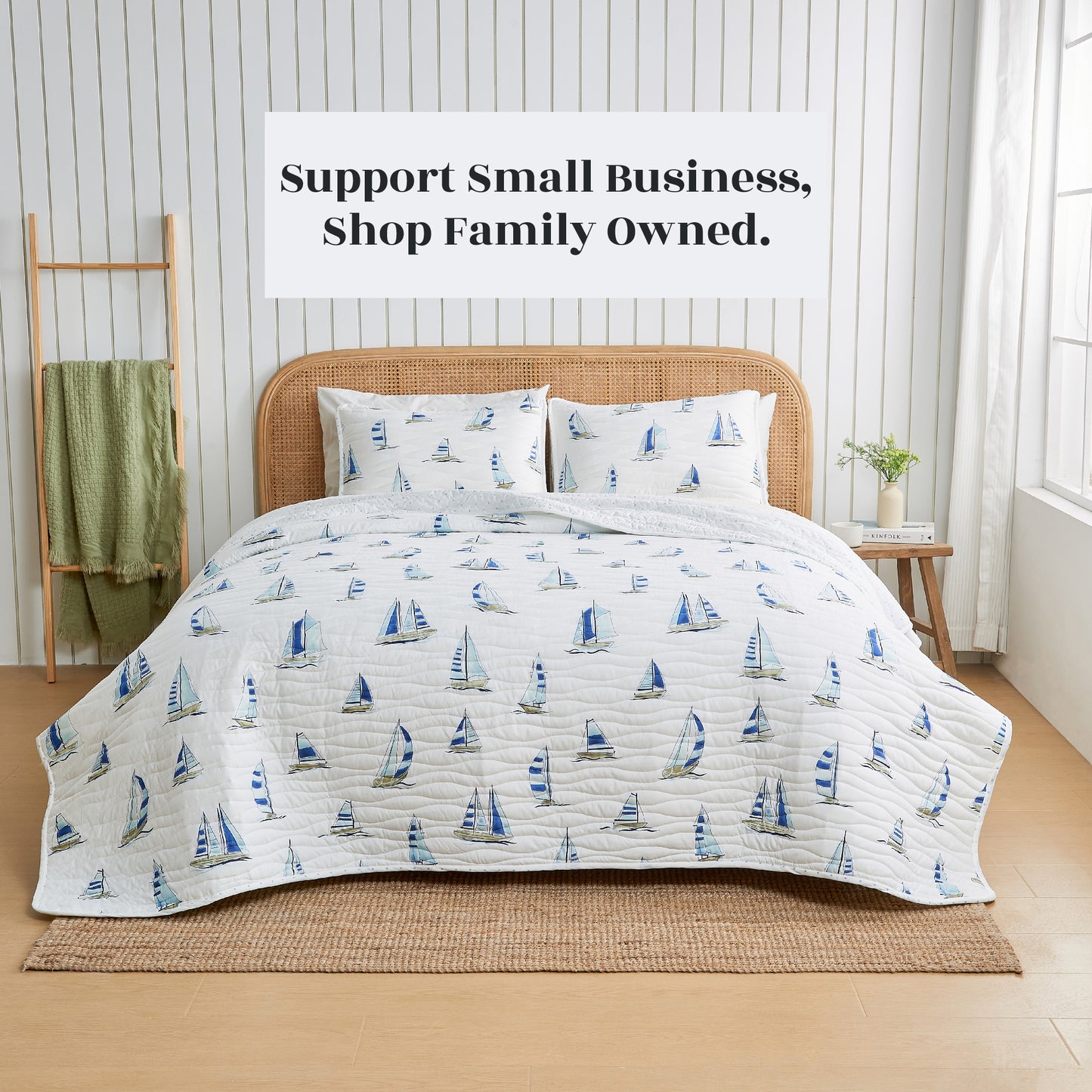 Coastal Blue Sailboat Quilt Set - Marzano Collection