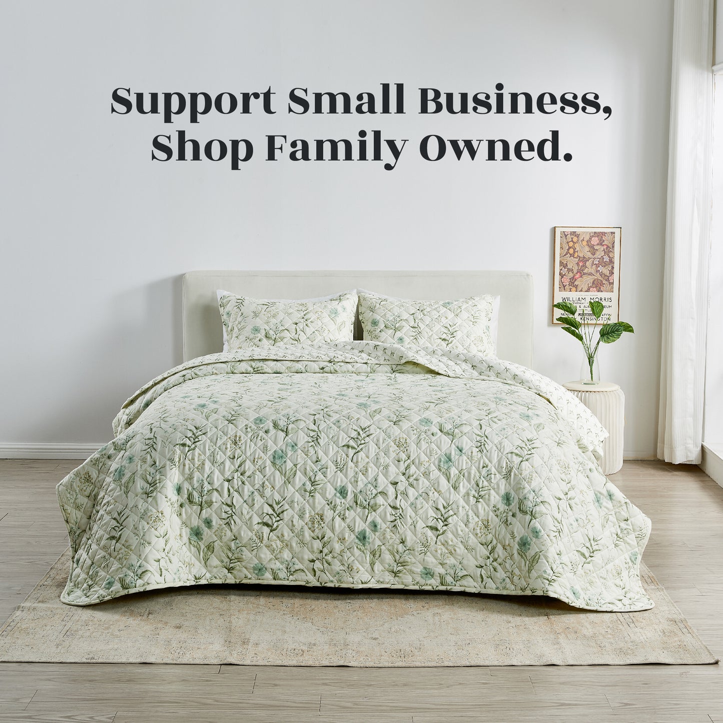 Floral Printed Microfiber Quilt Set - Glyndora Collection