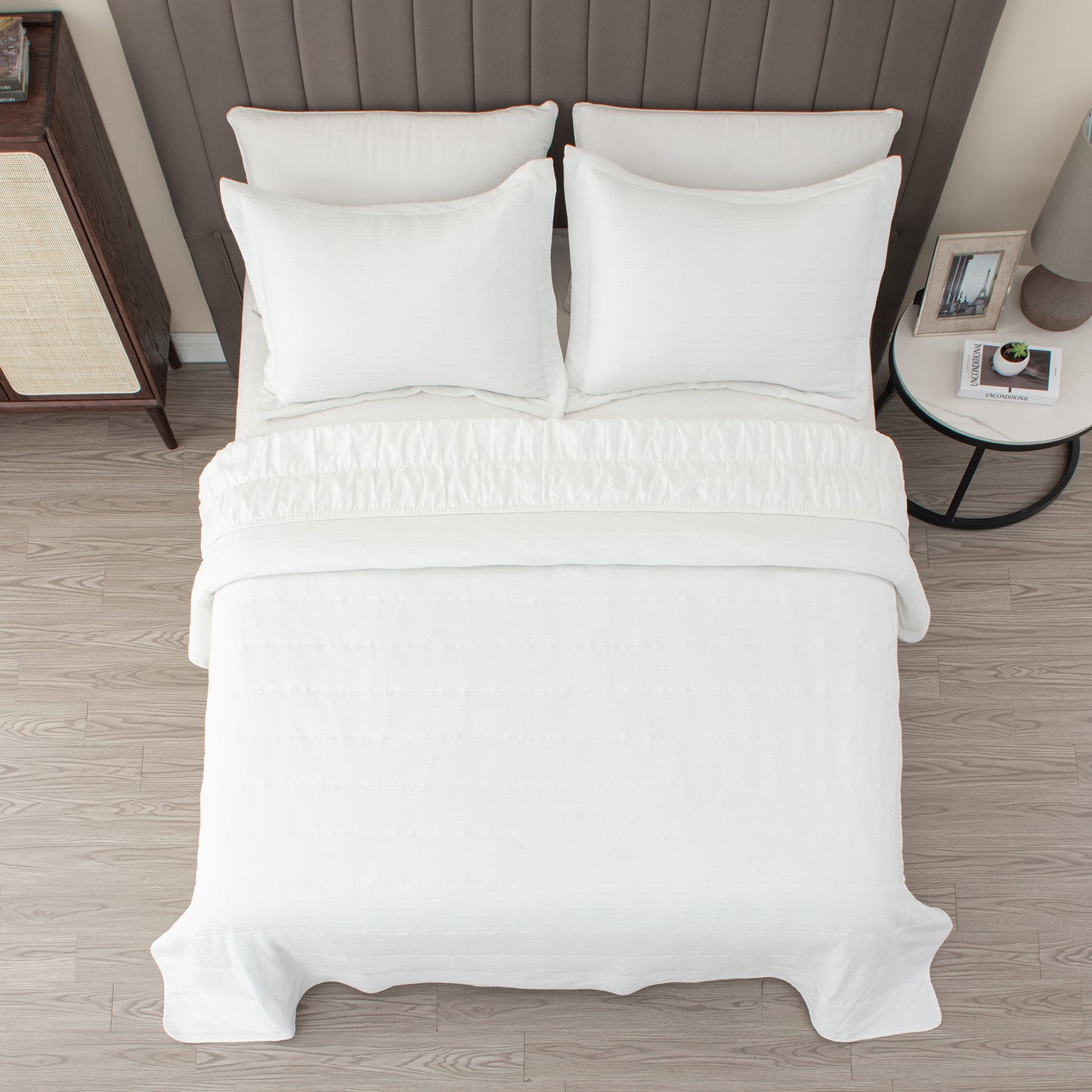 3 Piece Textured Striped Quilt Set - Ellie Collection