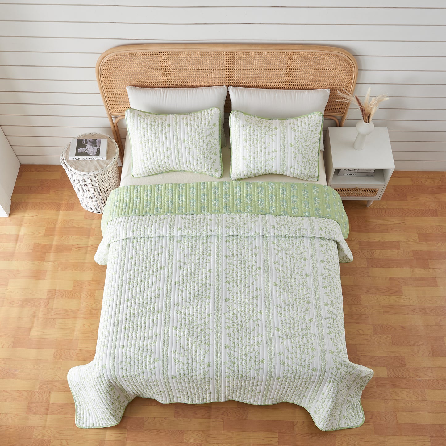 Green Floral Quilt Set - Flora Collection