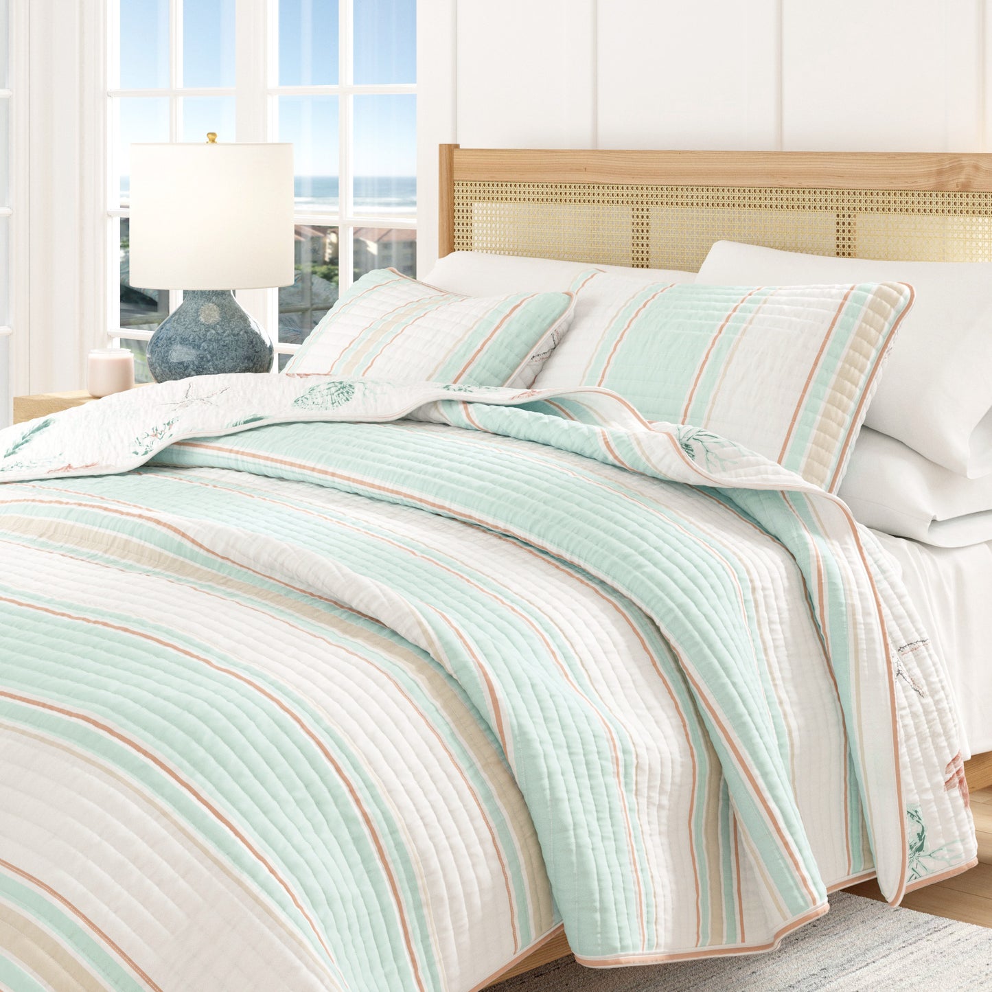 Coastal Printed Cotton Quilt Set - St. Augustine Collection