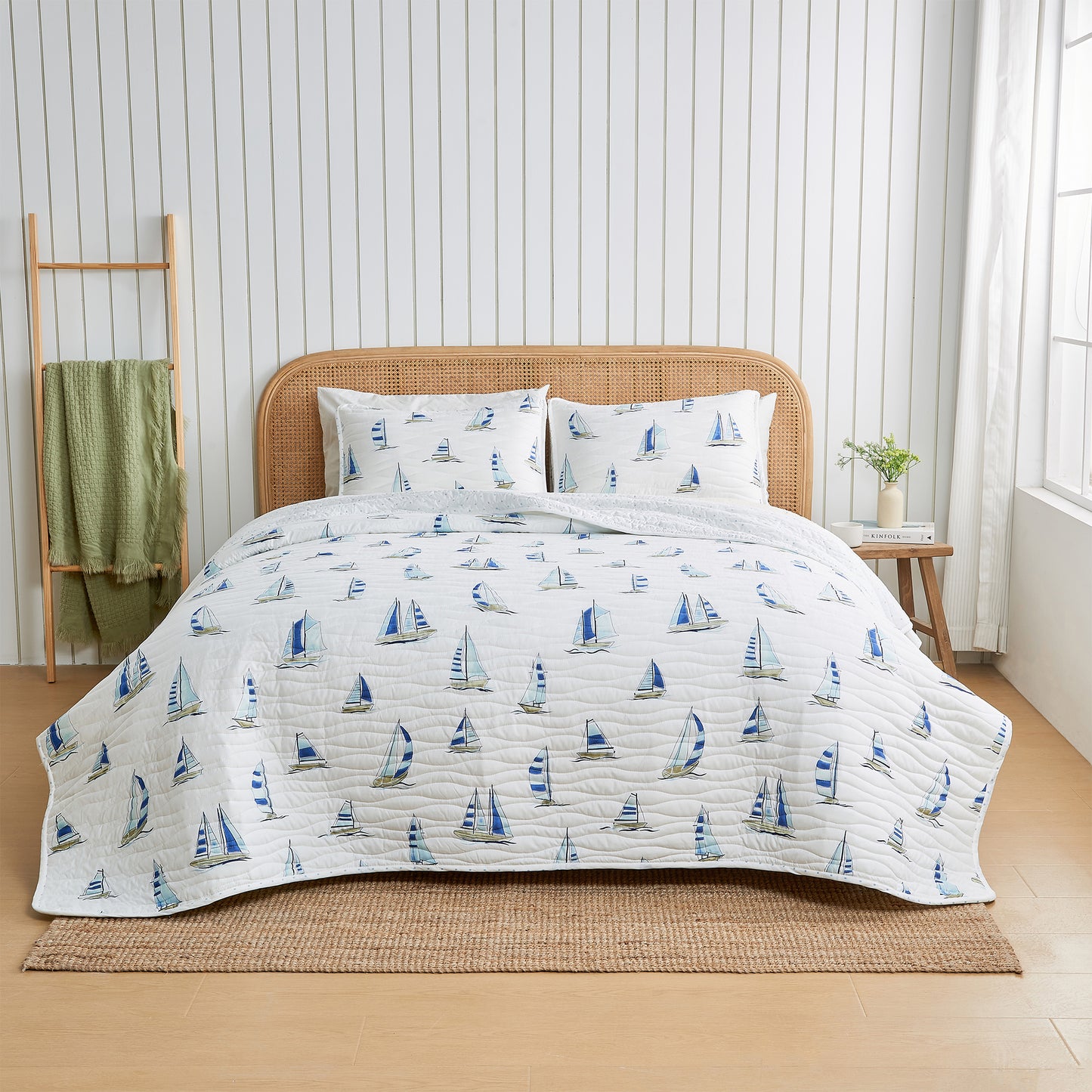 Coastal Blue Sailboat Quilt Set - Marzano Collection