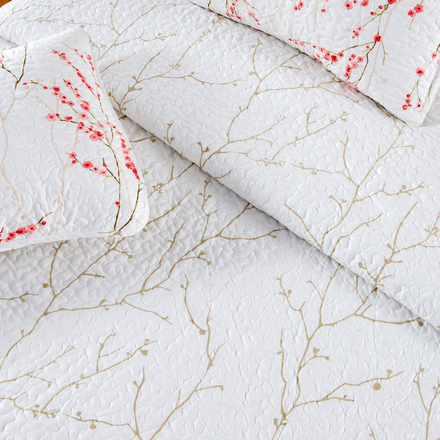 3-Piece Floral Quilt - Sakura Collection