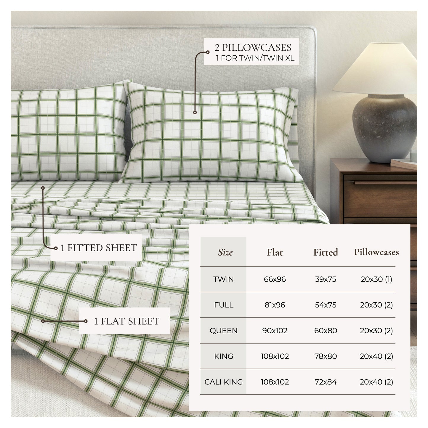 Turkish Cotton Flannel Sheet Set - Plaid & Stripe Collection