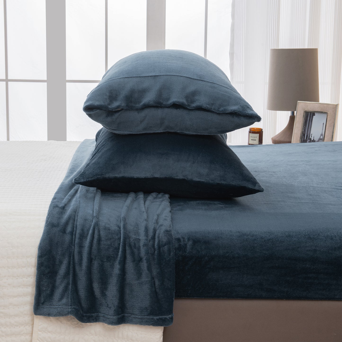 4-Piece Solid Plush Sheet - Velvet Luxe Collection