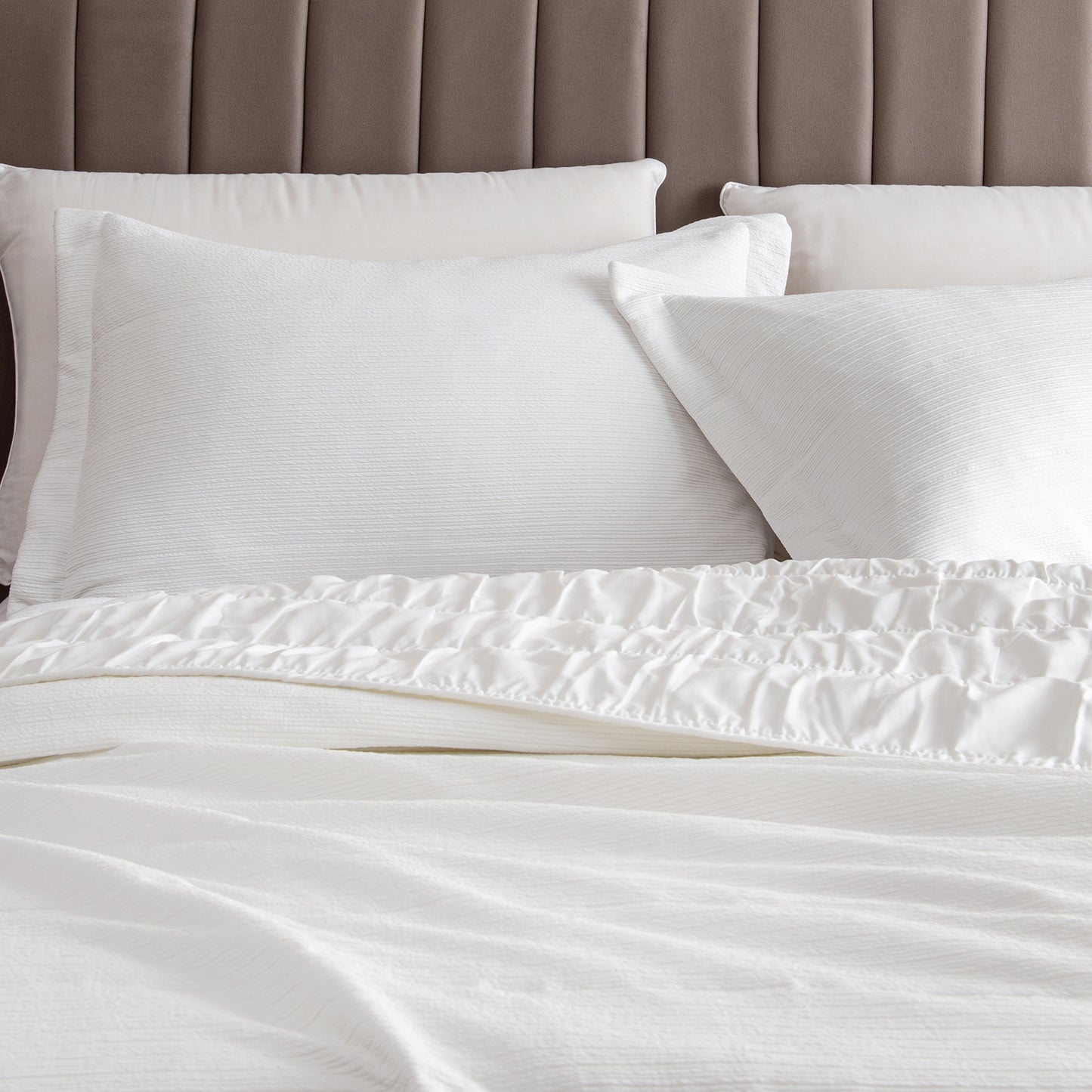 3 Piece Textured Striped Quilt Set - Ellie Collection