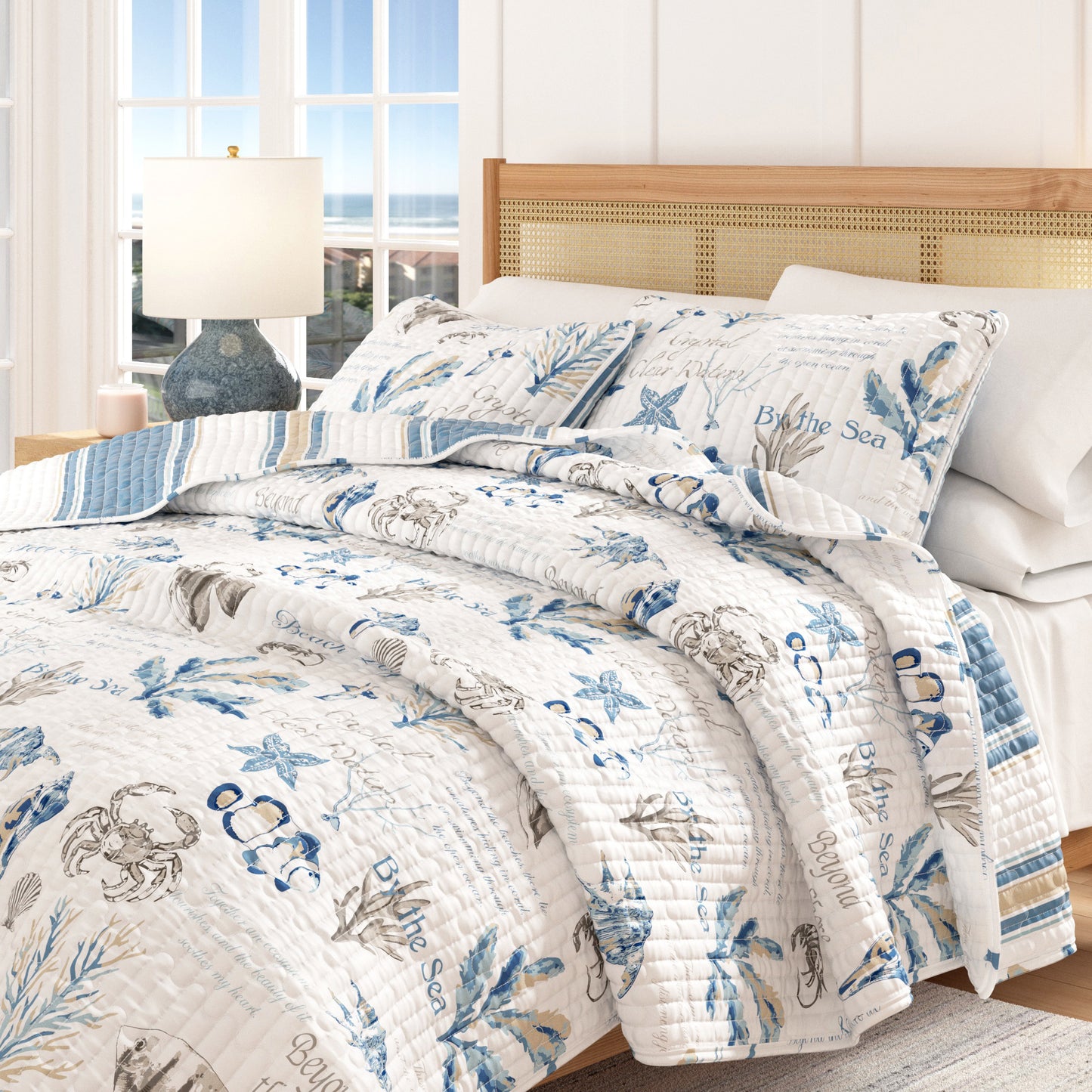 Stripe & Ocean Story Coastal Quilt Set - New Castle Collection