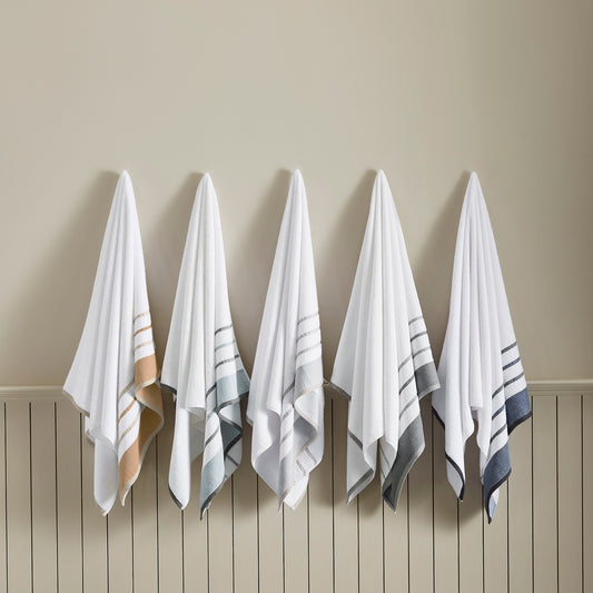 2 Pack Cotton Stripe Bath Sheet Set - Noelle Collection