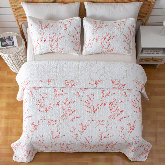 3-Piece Floral Quilt - Sakura Collection