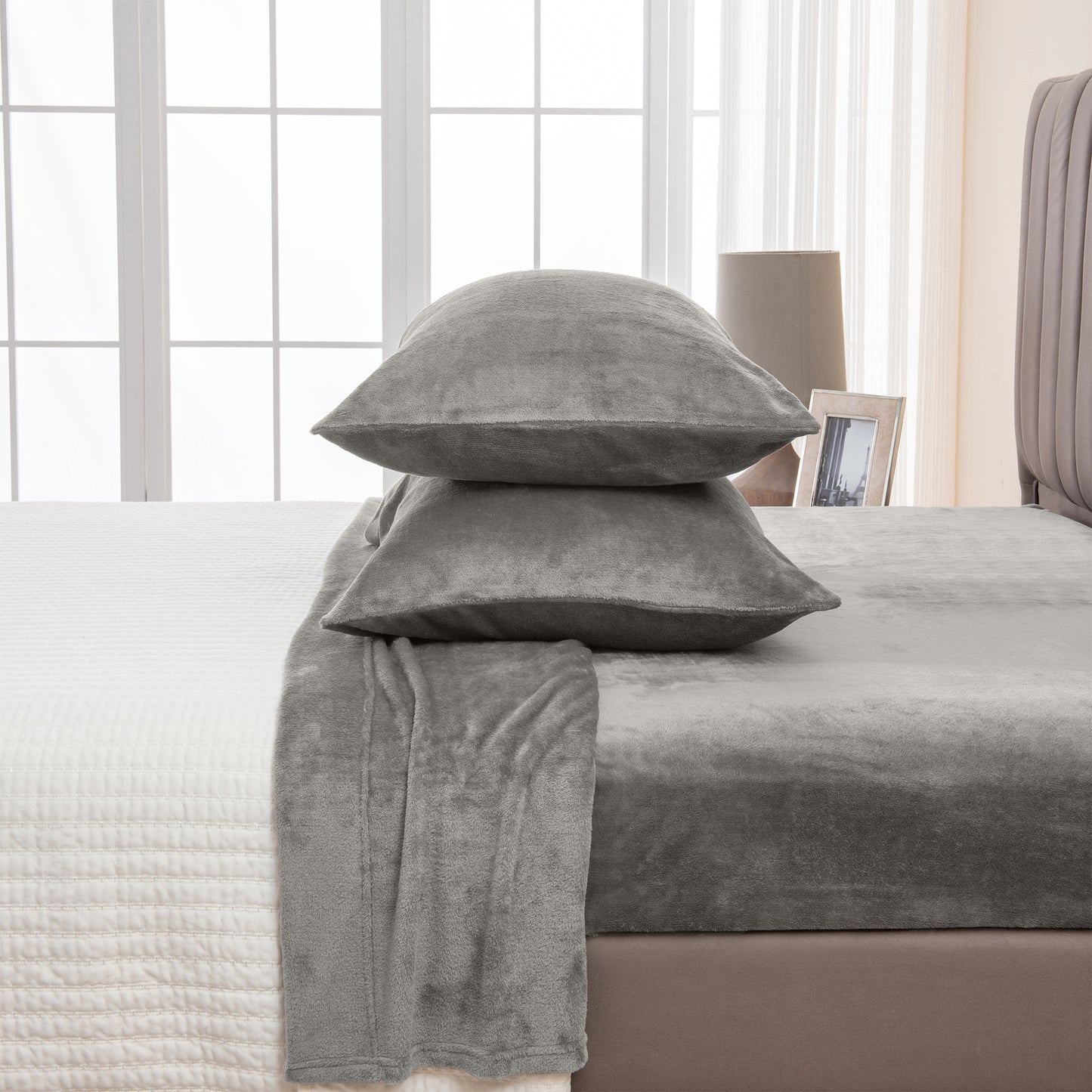 4-Piece Solid Plush Sheet - Velvet Luxe Collection
