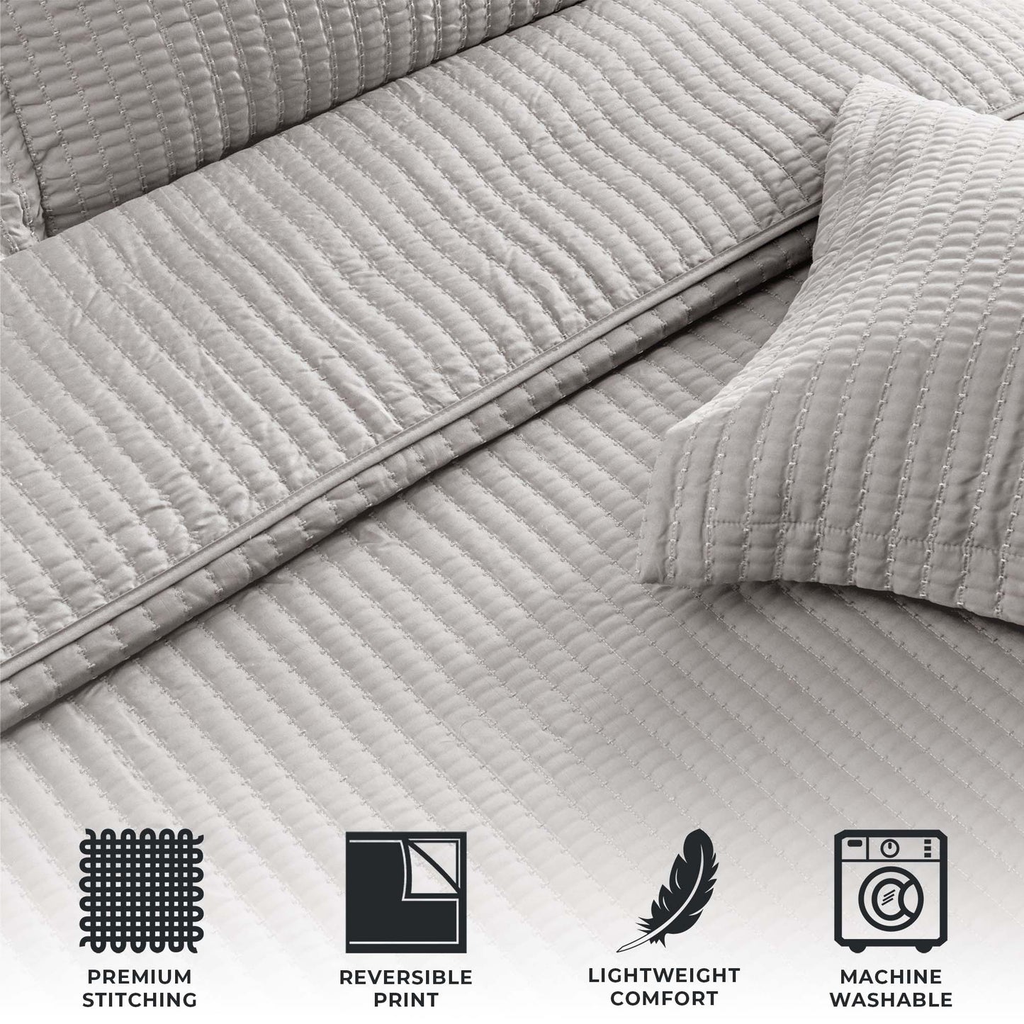 3-Piece Solid Quilt - Alicia Collection