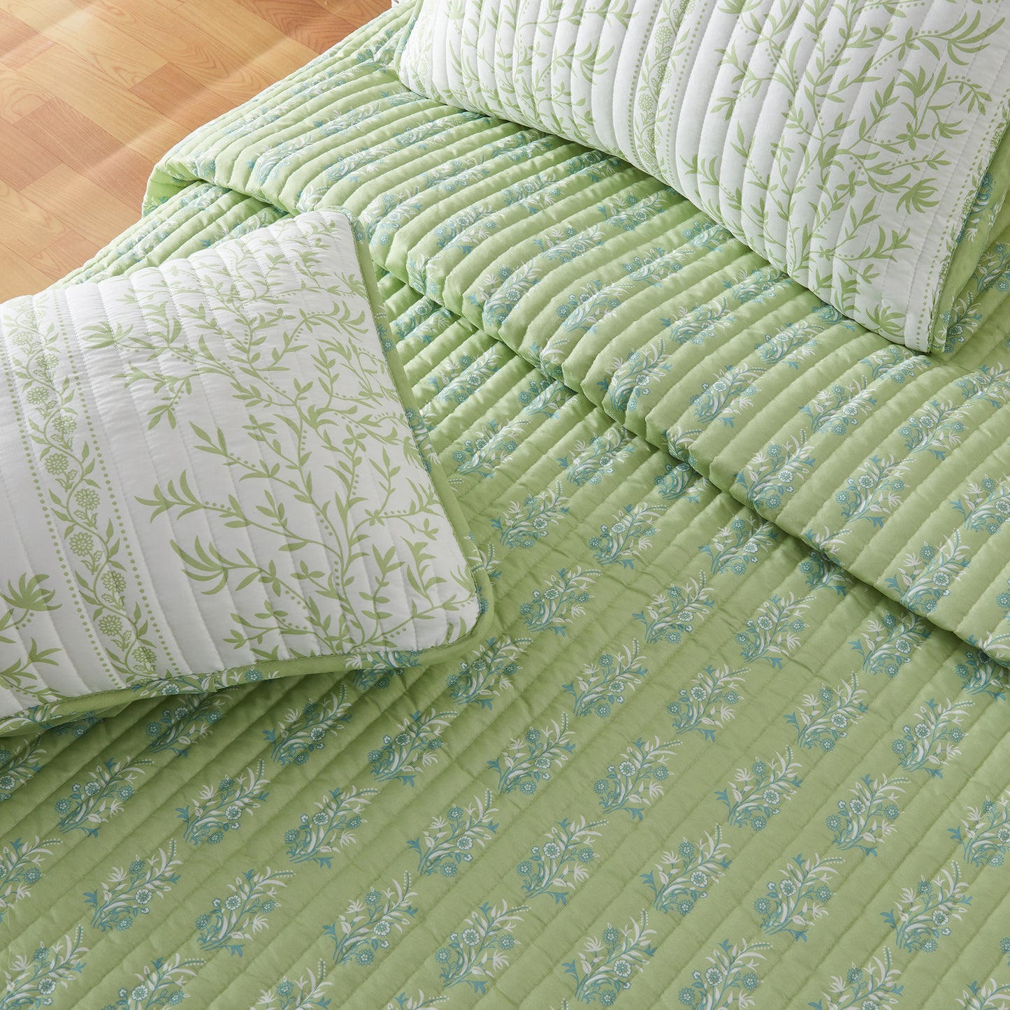 Green Floral Quilt Set - Flora Collection