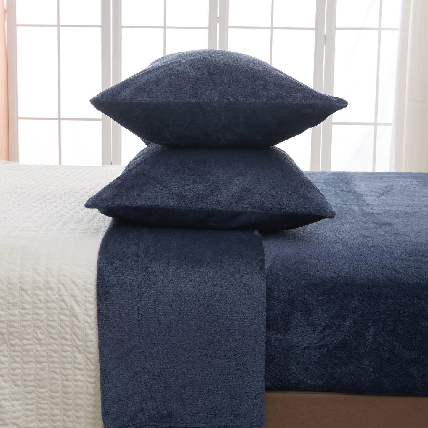 4-Piece Solid Jewel-Toned Plush Sheet - Velvet Luxe Collection