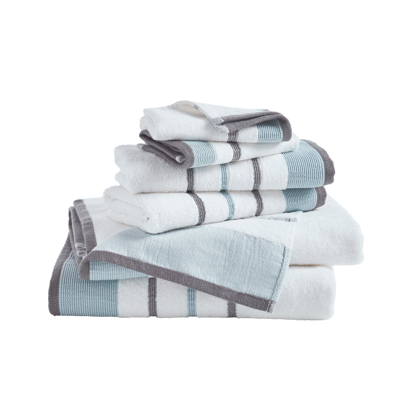 6-Piece Cotton Stripe Bath Towel Set - Noelle Collection