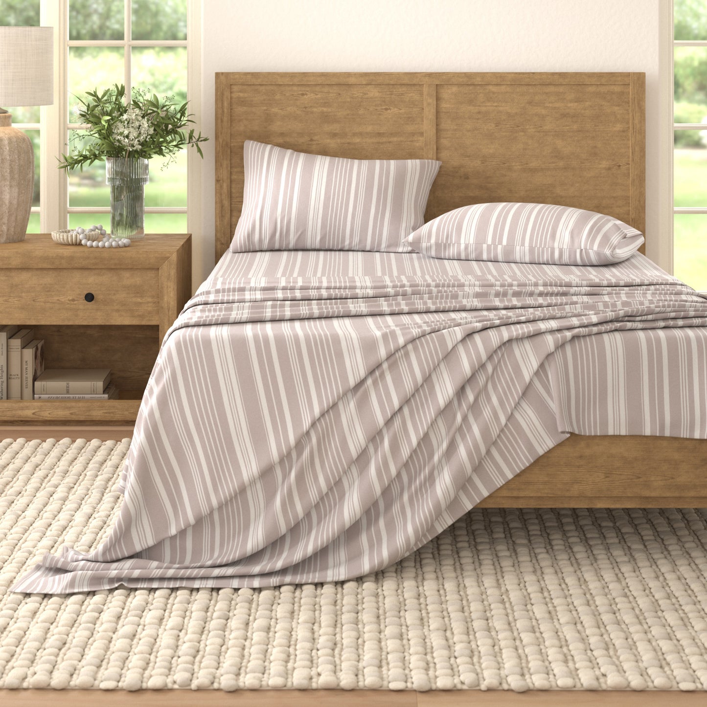 4-Piece Striped Microfiber Sheet Set - Elouise Collection