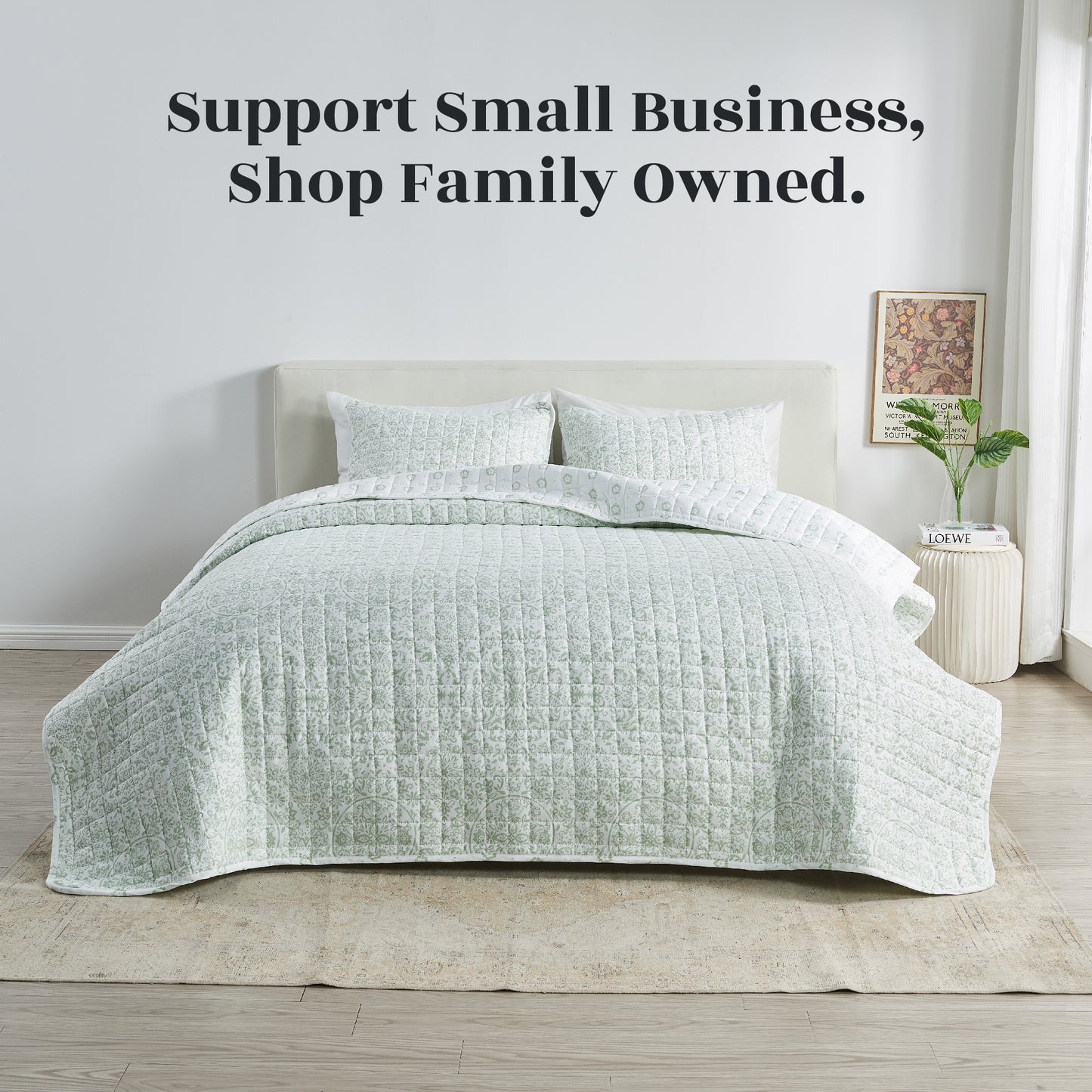Floral Medallion Printed Microfiber Quilt Set - Kaleigh Collection