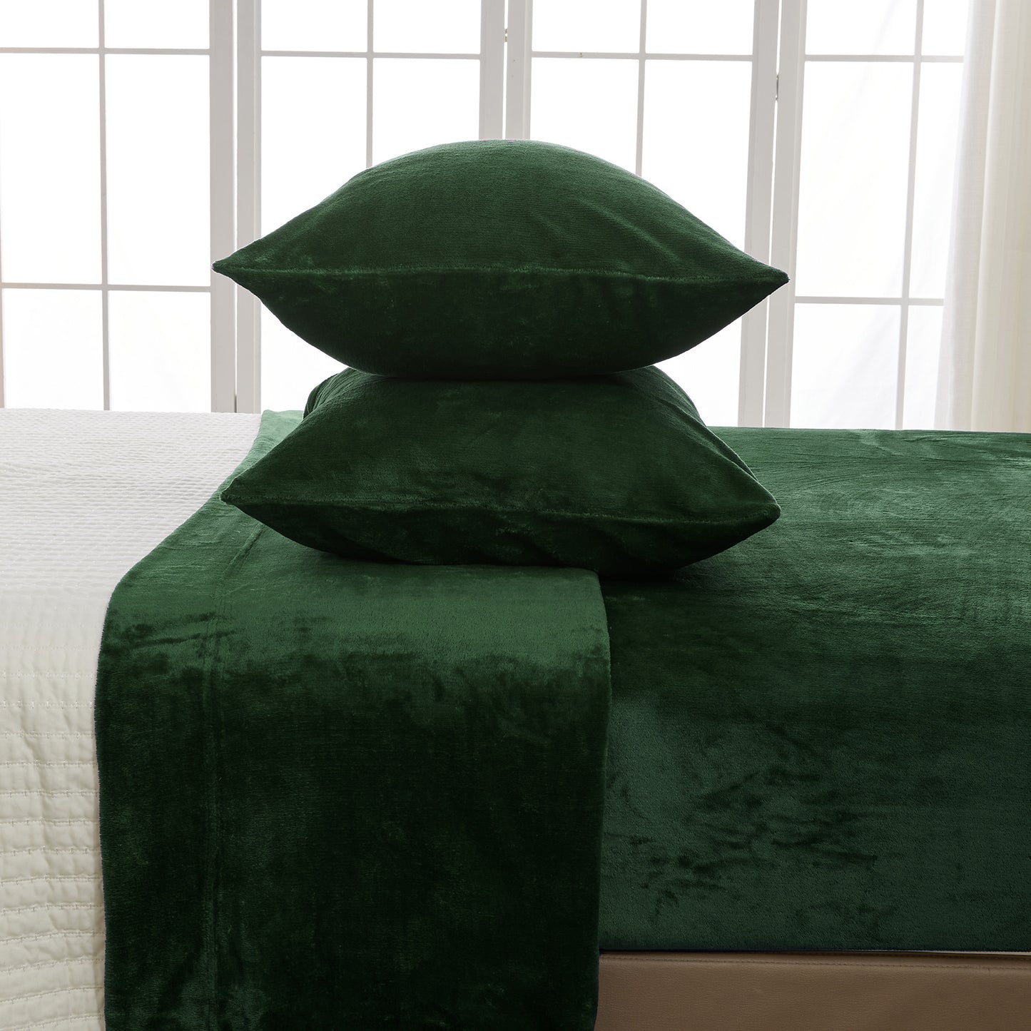 4-Piece Solid Jewel-Toned Plush Sheet - Velvet Luxe Collection