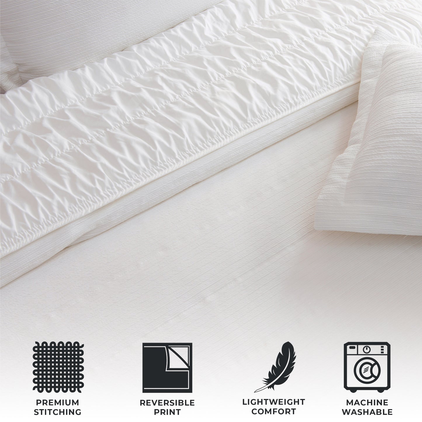 3 Piece Textured Striped Quilt Set - Ellie Collection