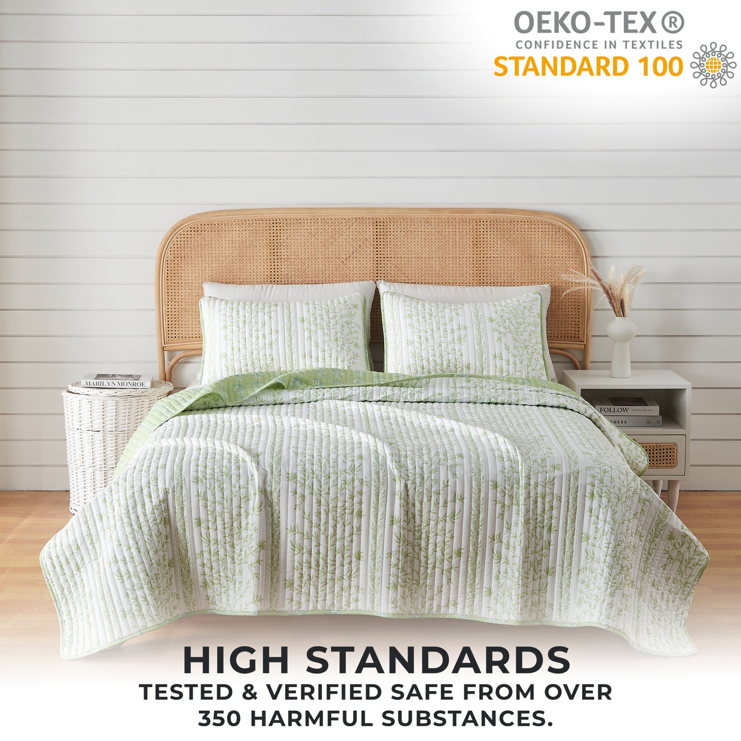 Green Floral Quilt Set - Flora Collection