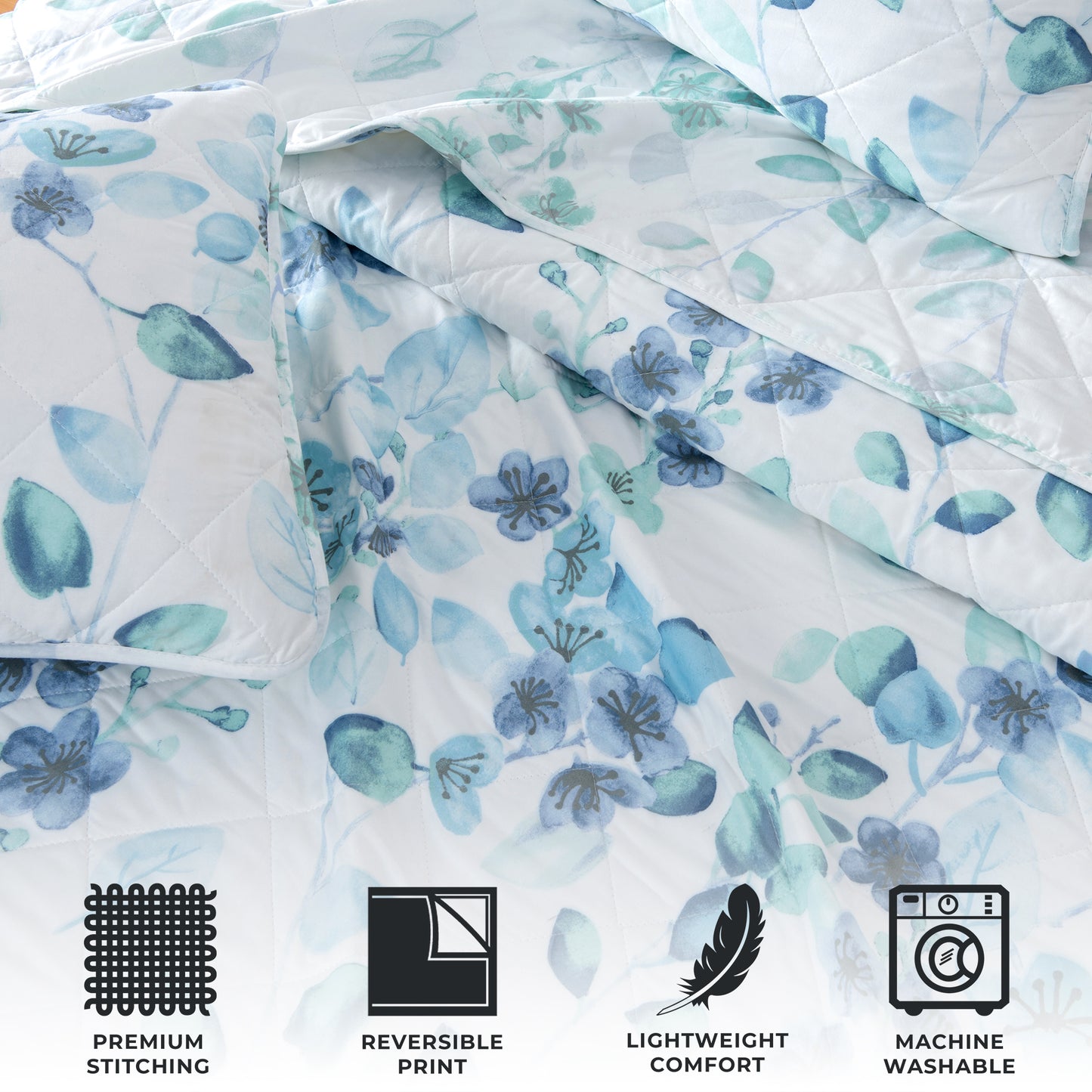 Miranda Collection 3 Piece Floral Quilt Set