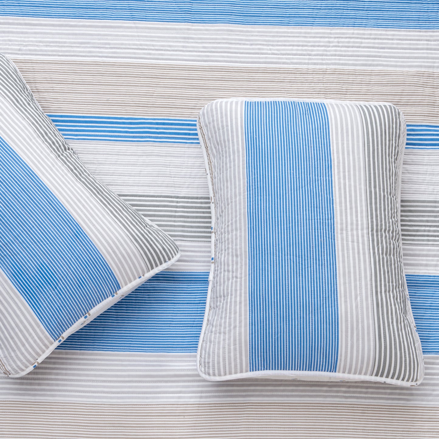 3 Piece Striped Quilt Set - Bryce Collection