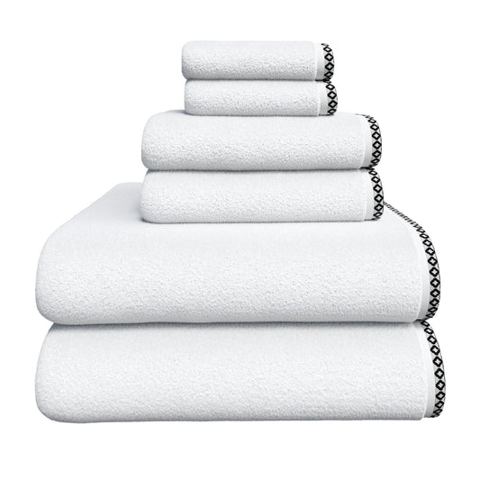 Cotton Border-Stitched 6-Piece Towel Set - Valery Collection