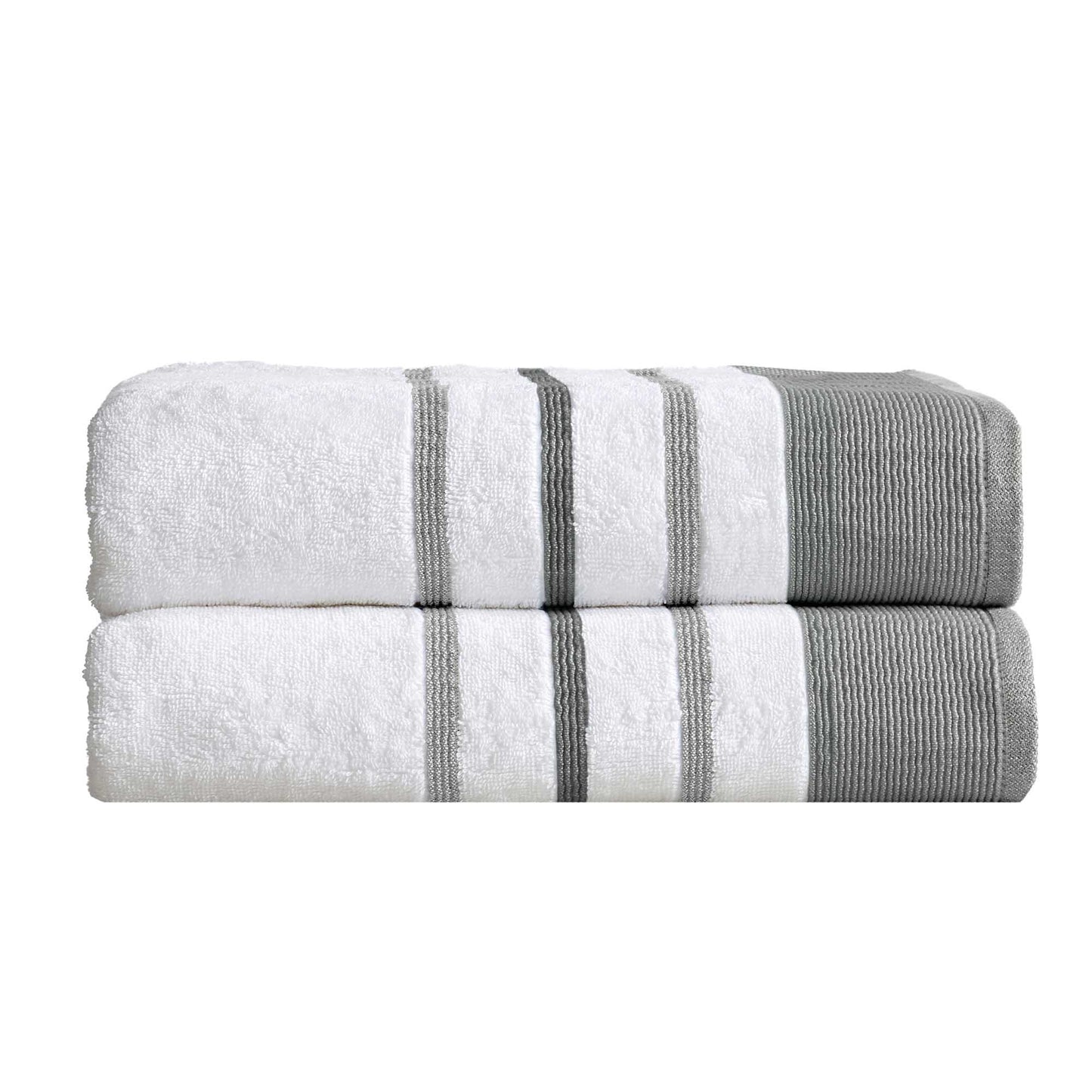 2 Pack Cotton Stripe Bath Sheet Set - Noelle Collection