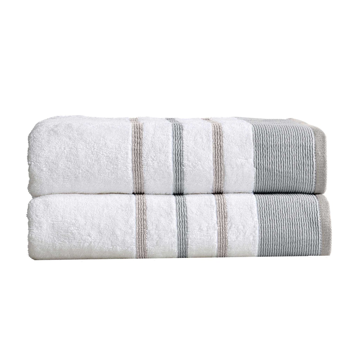 2 Pack Cotton Stripe Bath Sheet Set - Noelle Collection