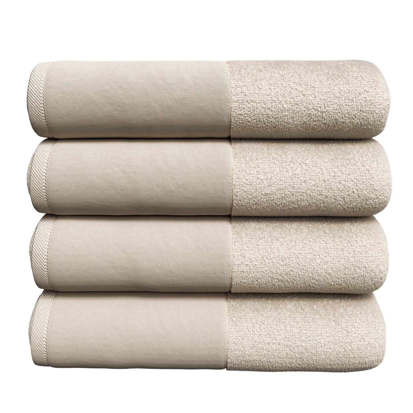 100% Cotton Linen Like Border Bath Towel Set