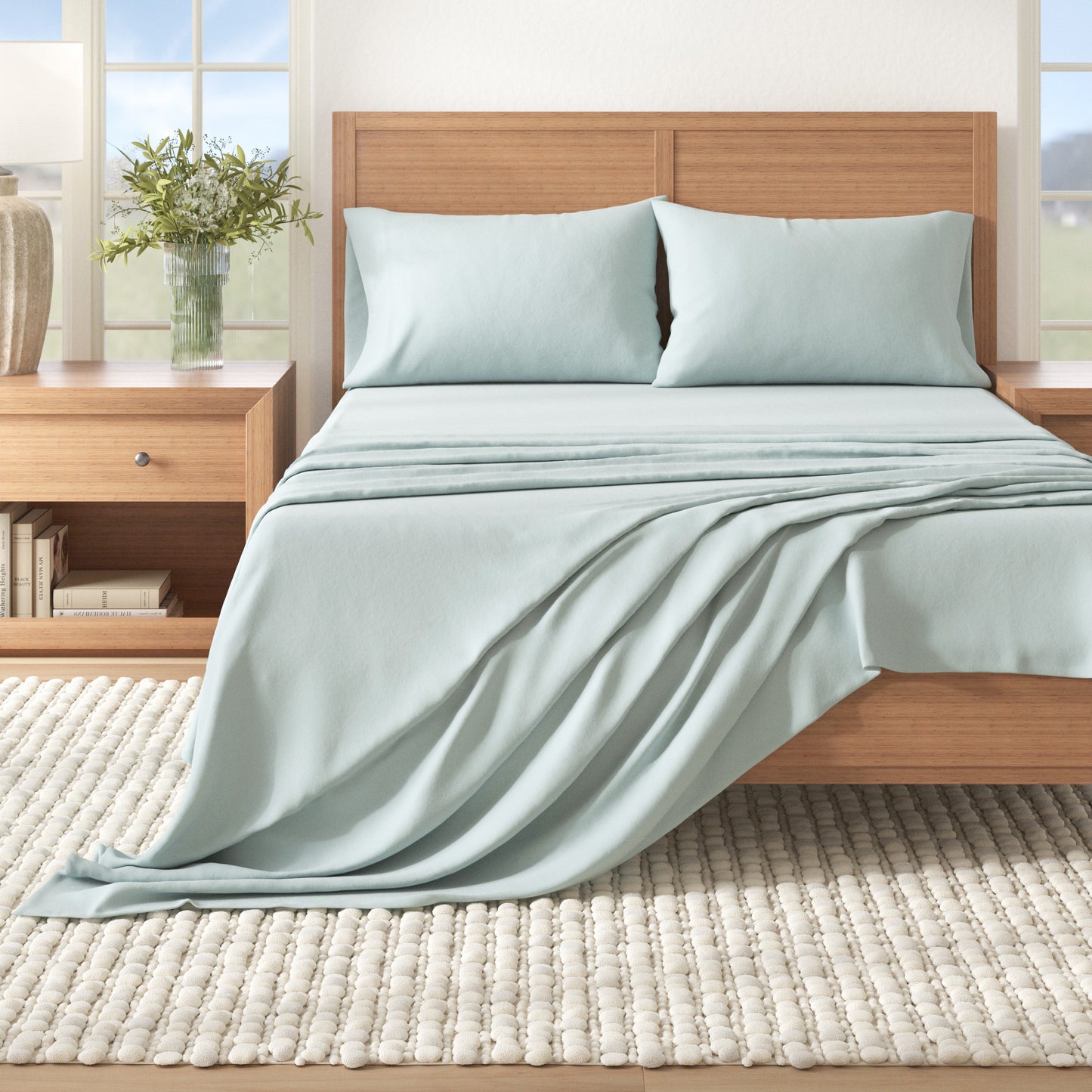 4-Piece Cotton Solid Flannel Sheet - Nordic Collection