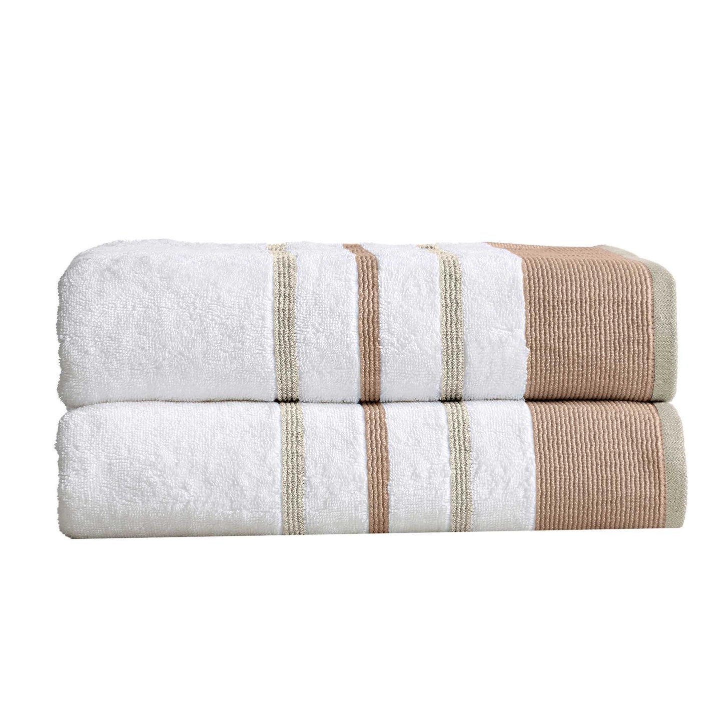 2 Pack Cotton Stripe Bath Sheet Set - Noelle Collection