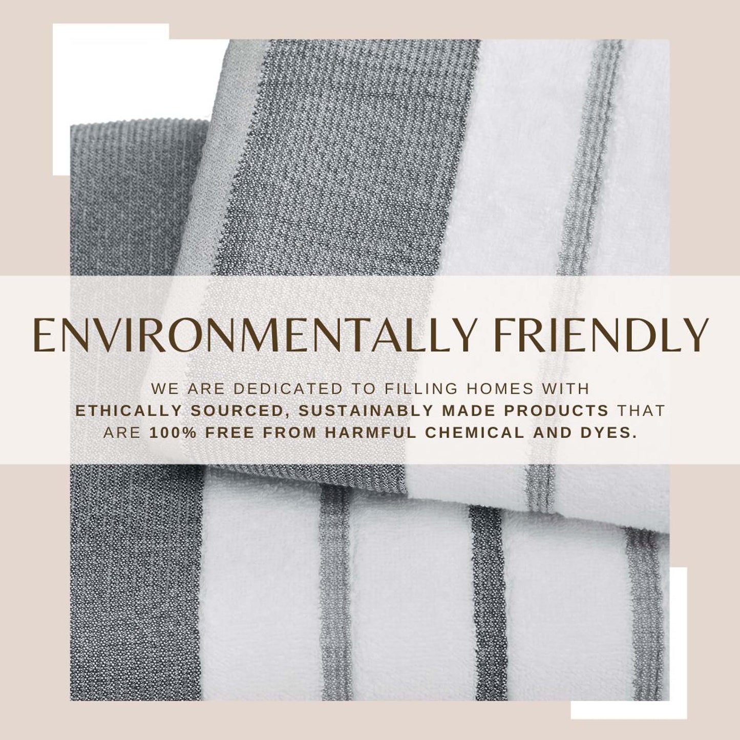 4 Pack Cotton Stripe Bath Towel Set - Noelle Collection